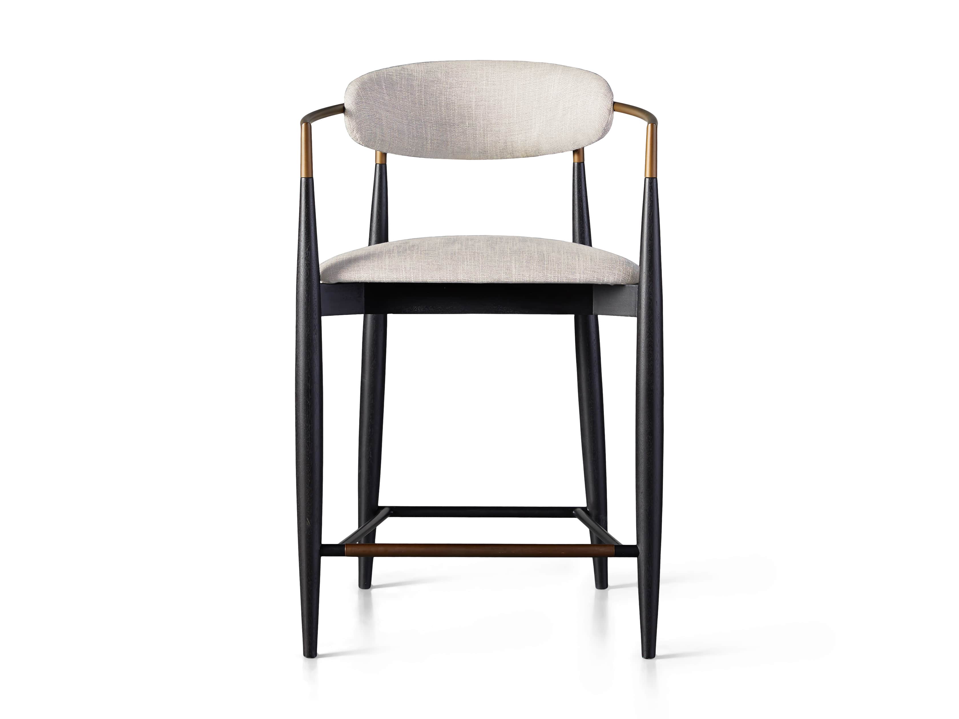 Jagger Stool in Black with Antique Brass