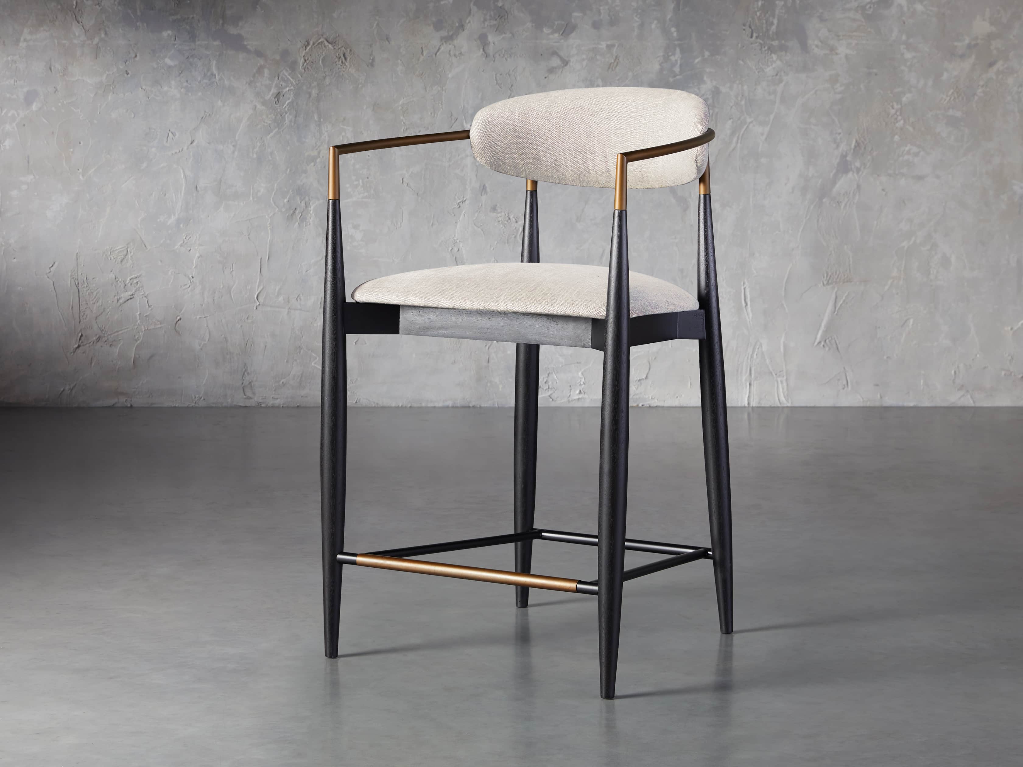 Jagger Stool in Black with Antique Brass