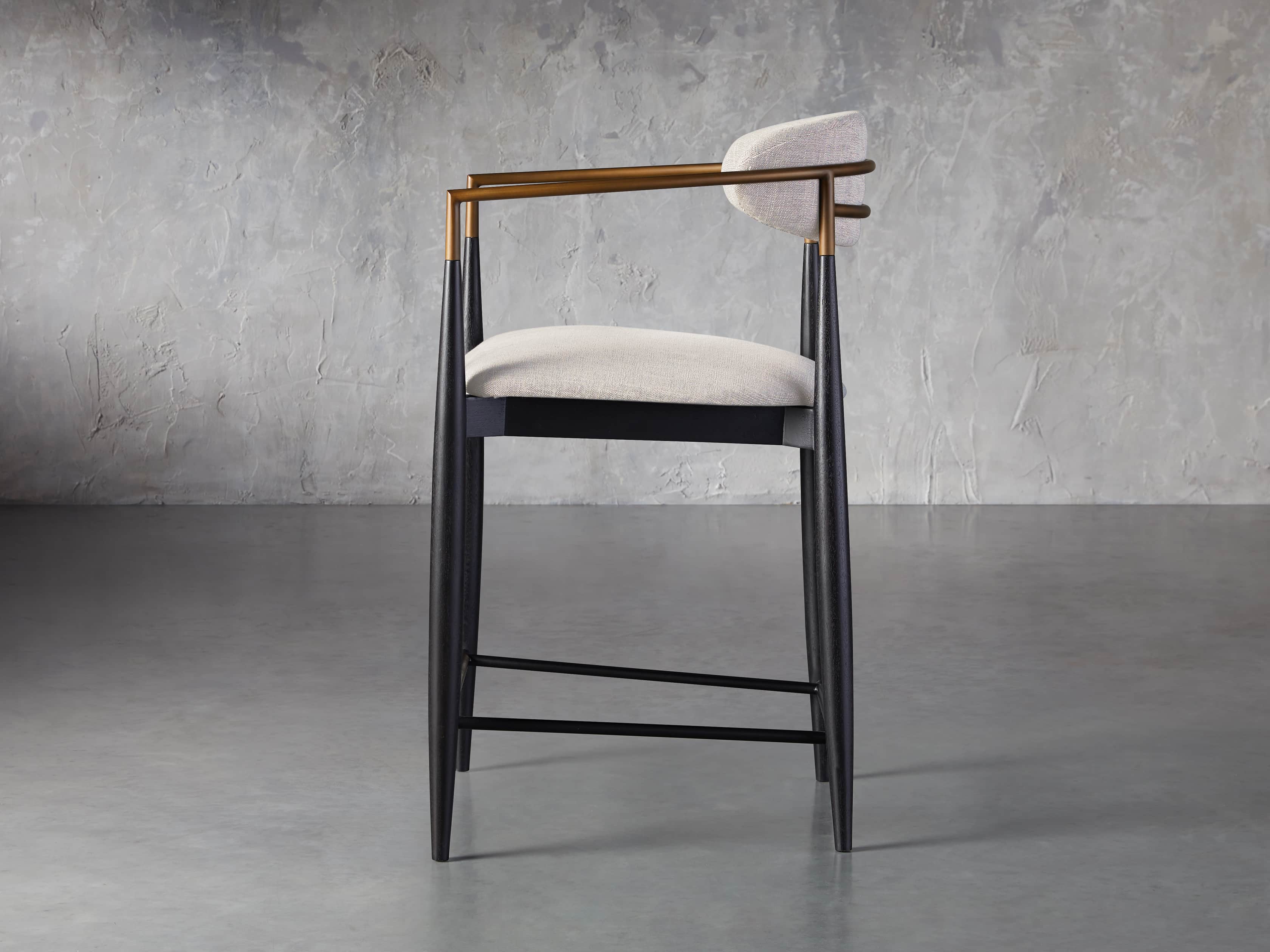 Jagger Stool in Black with Antique Brass