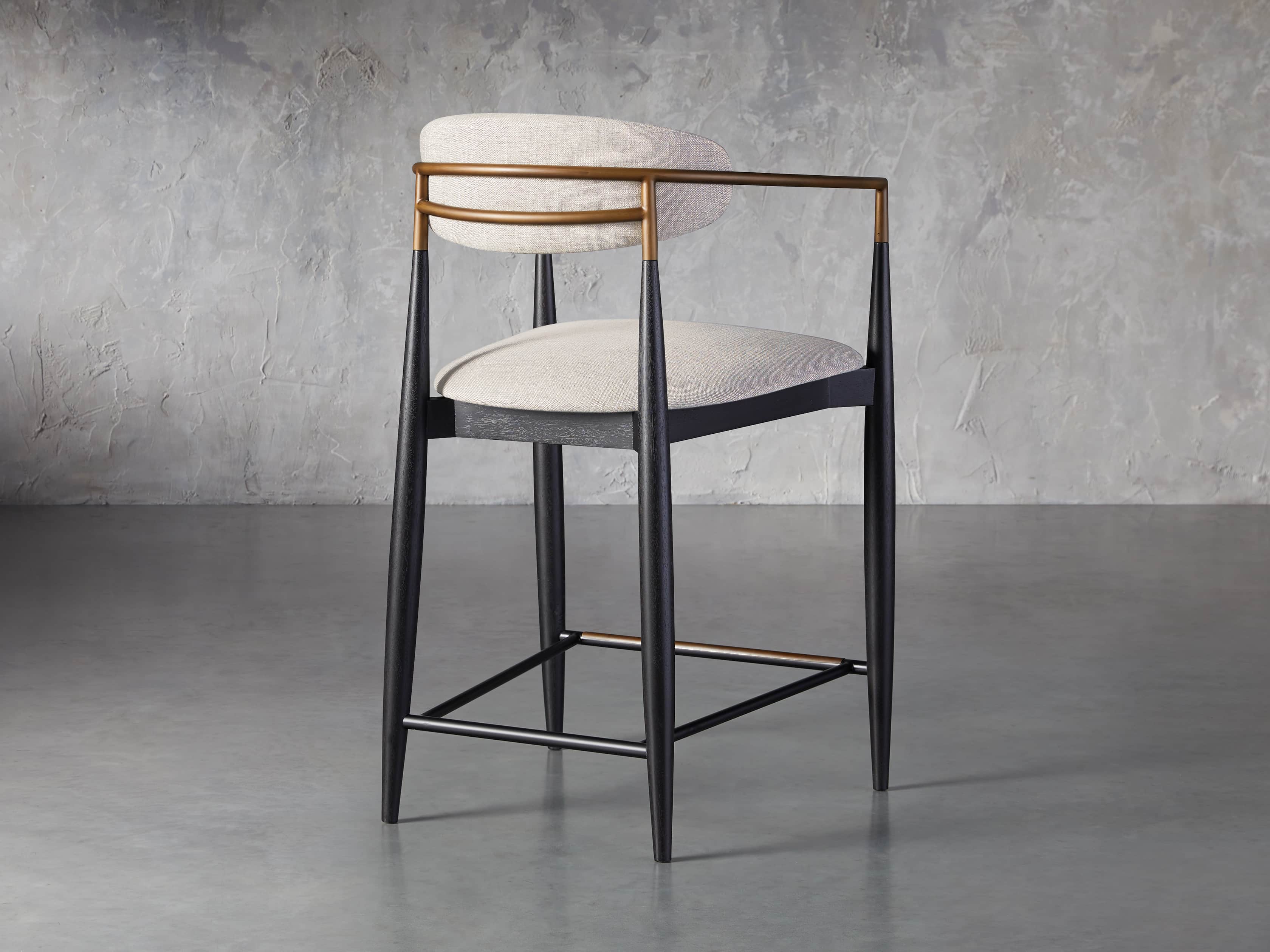 Jagger Stool in Black with Antique Brass