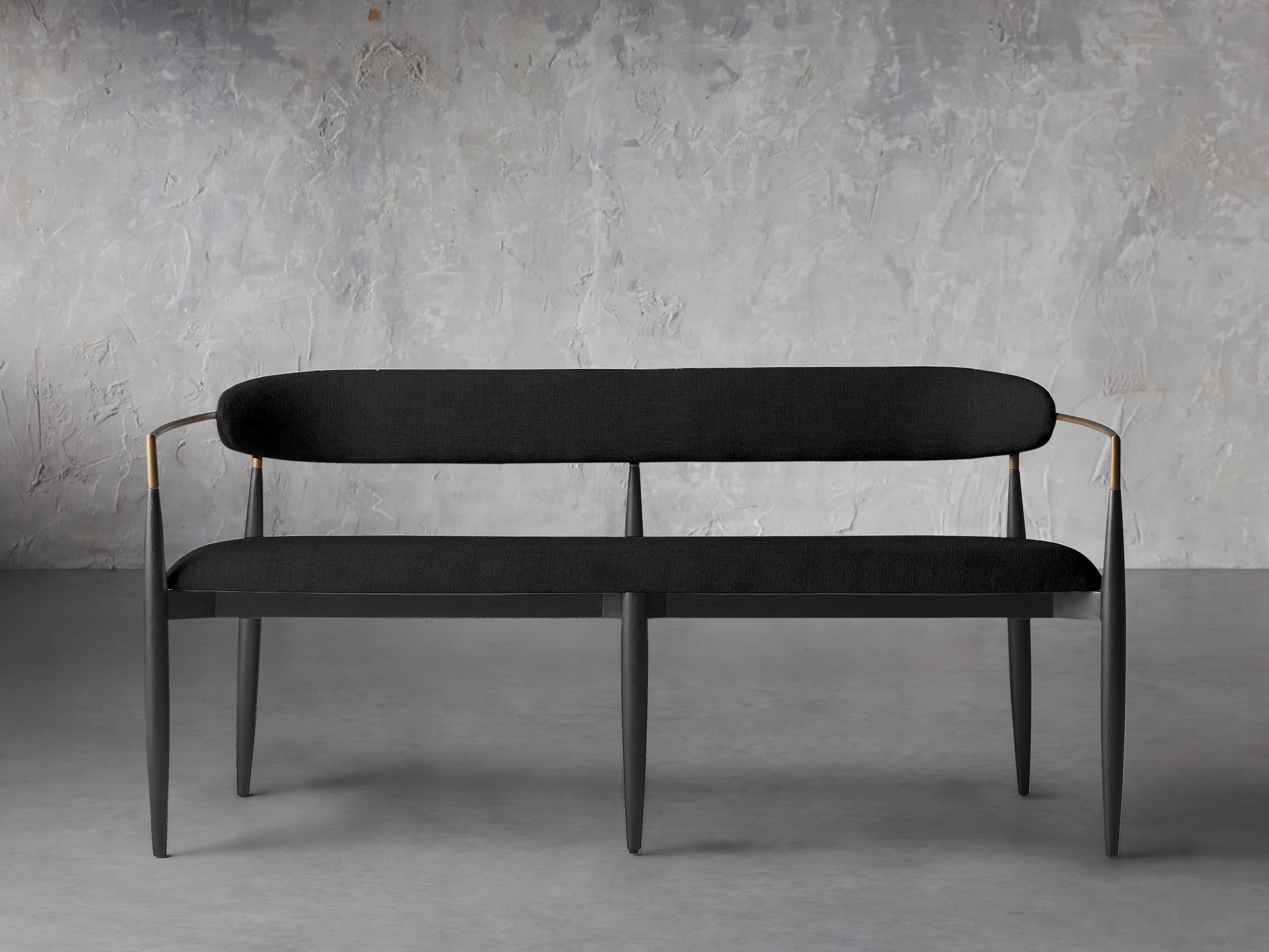 Jagger Dining Bench in Black with Antique Brass