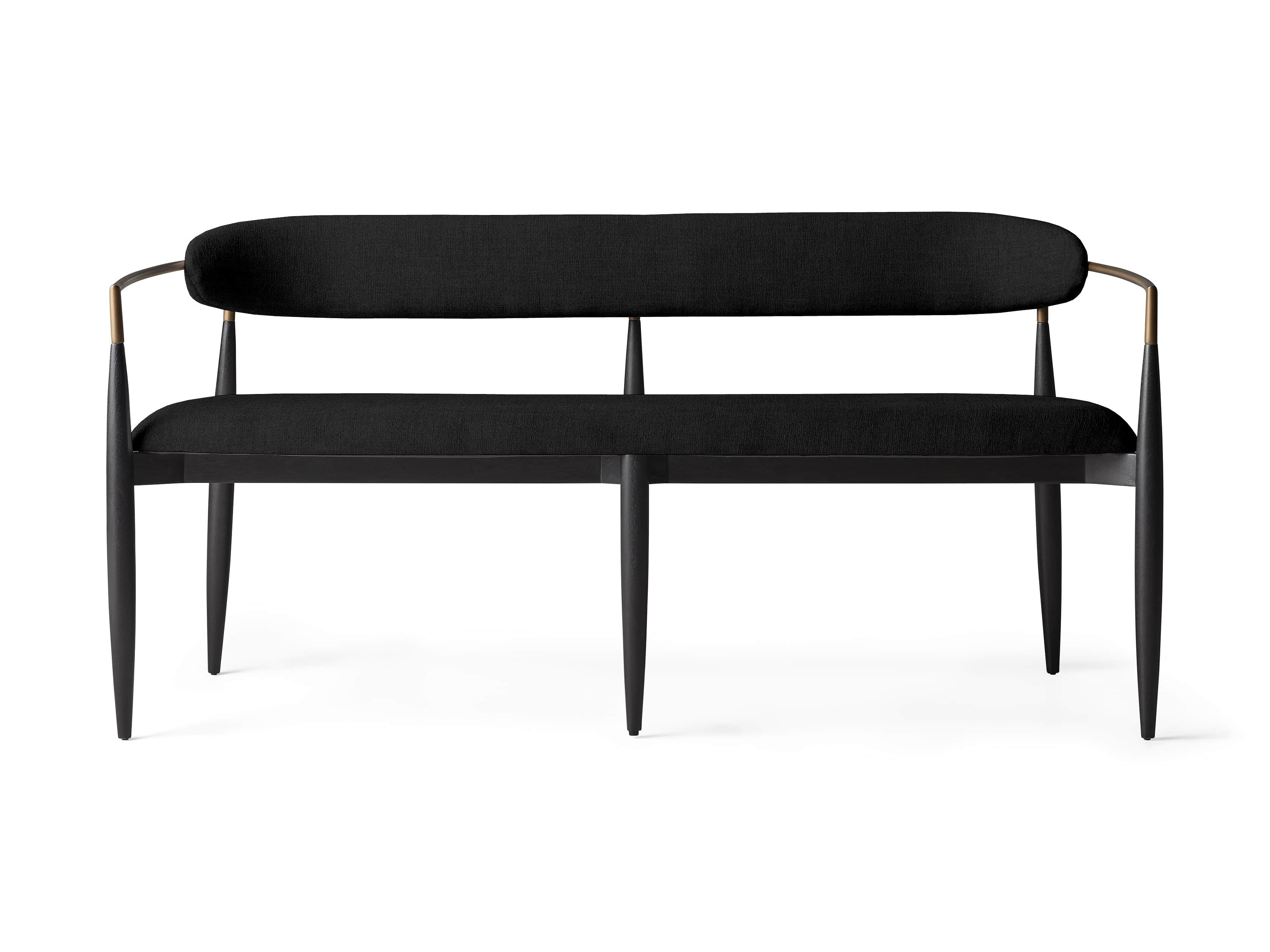 Jagger Dining Bench in Black with Antique Brass