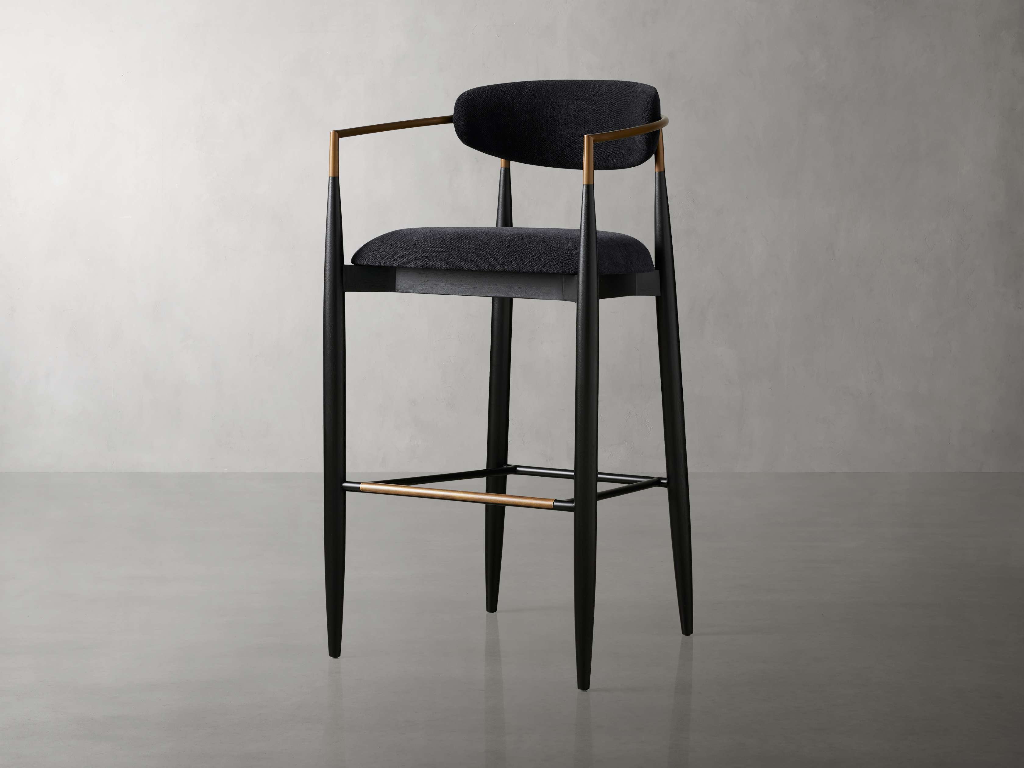Jagger Stool in Black with Antique Brass
