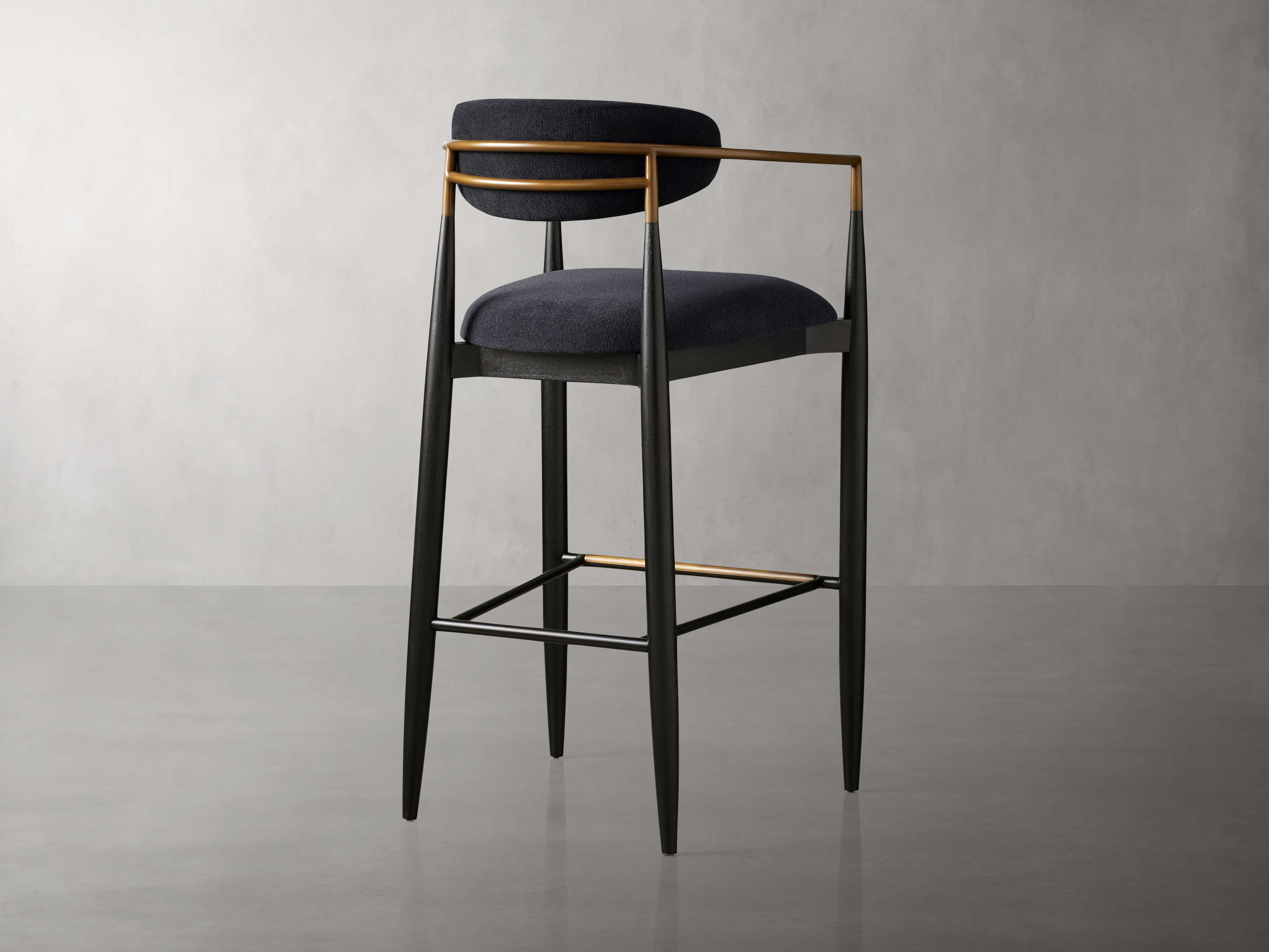 Jagger Stool in Black with Antique Brass