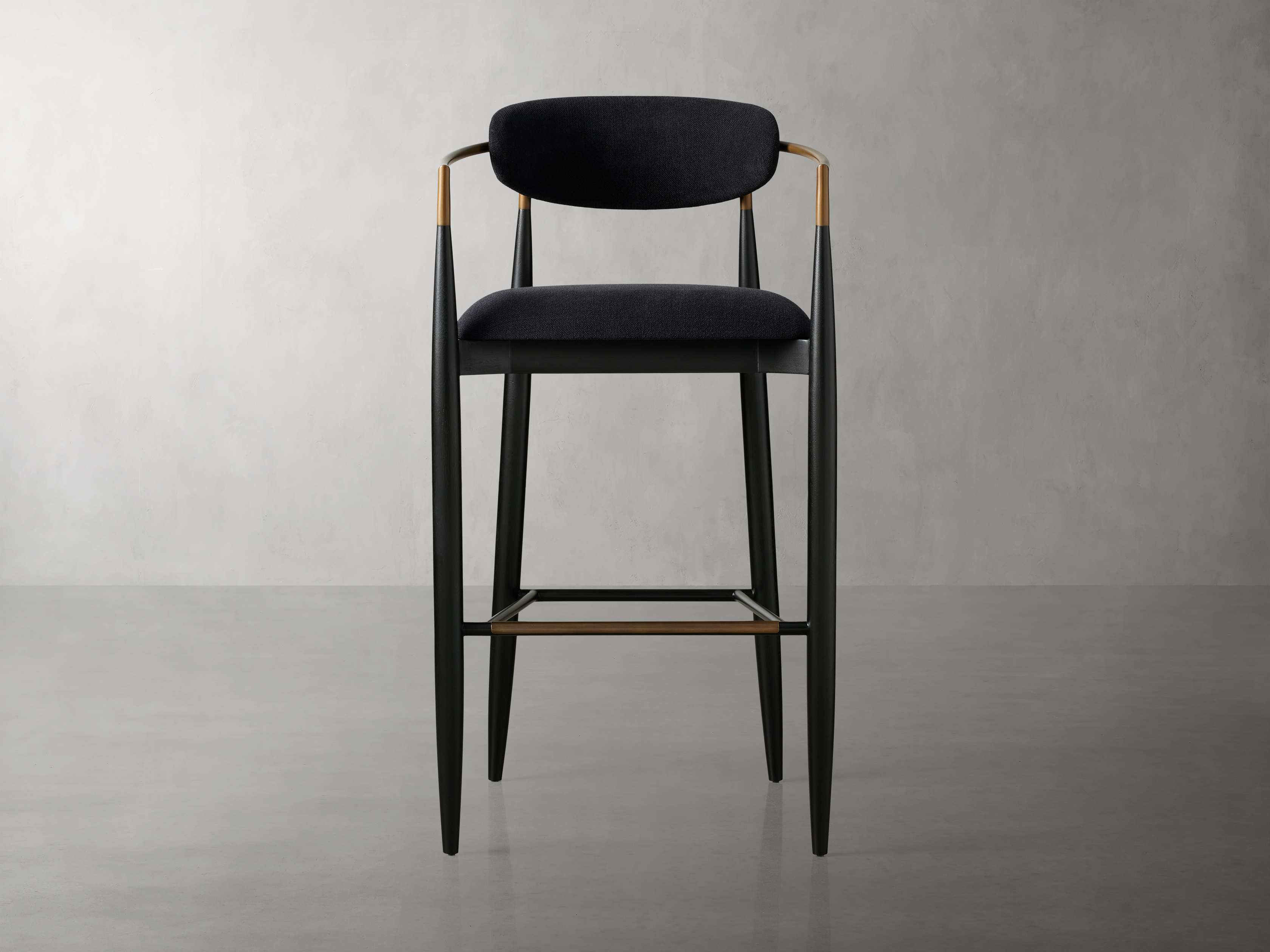 Jagger Stool in Black with Antique Brass
