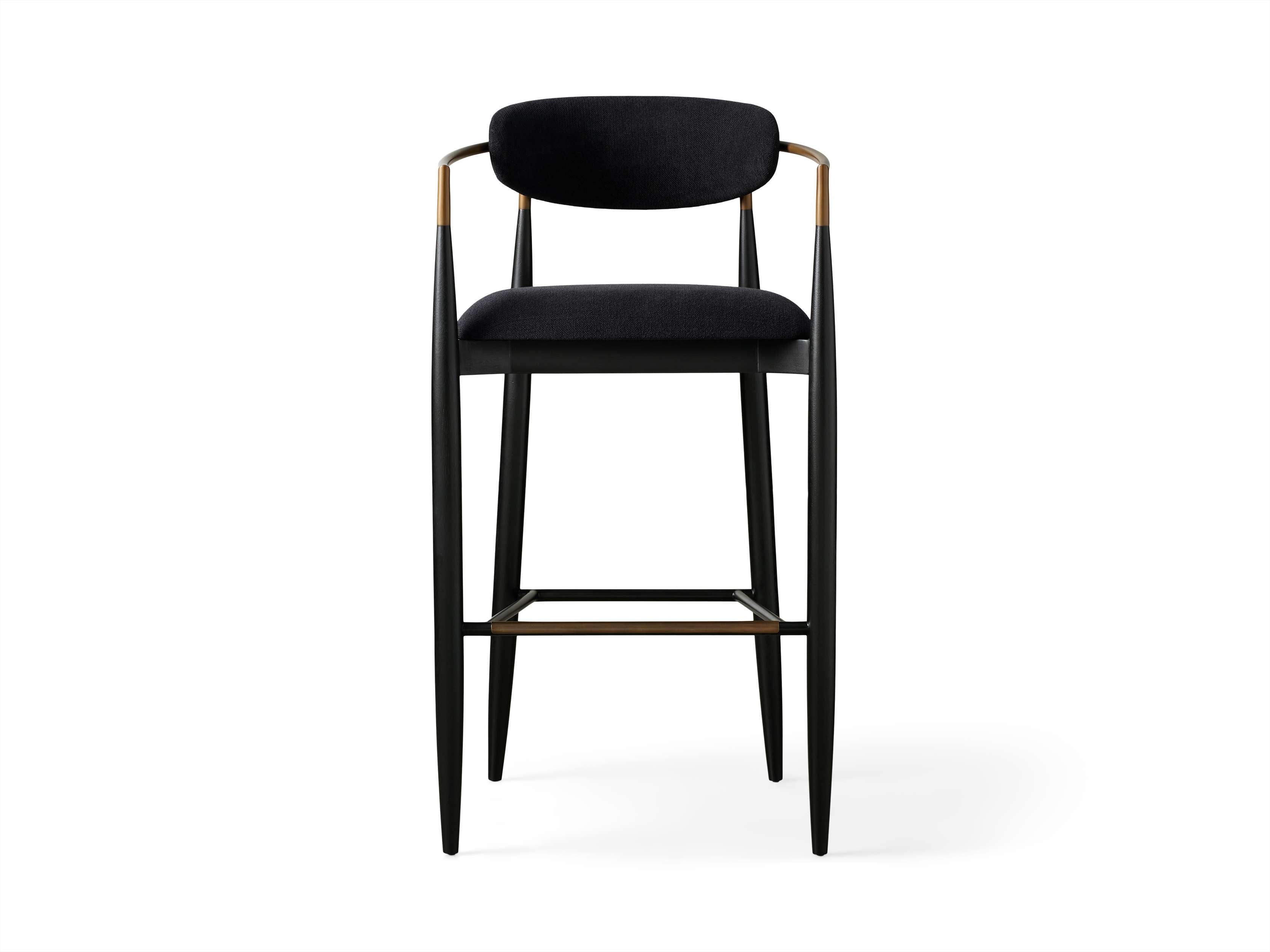 Jagger Stool in Black with Antique Brass