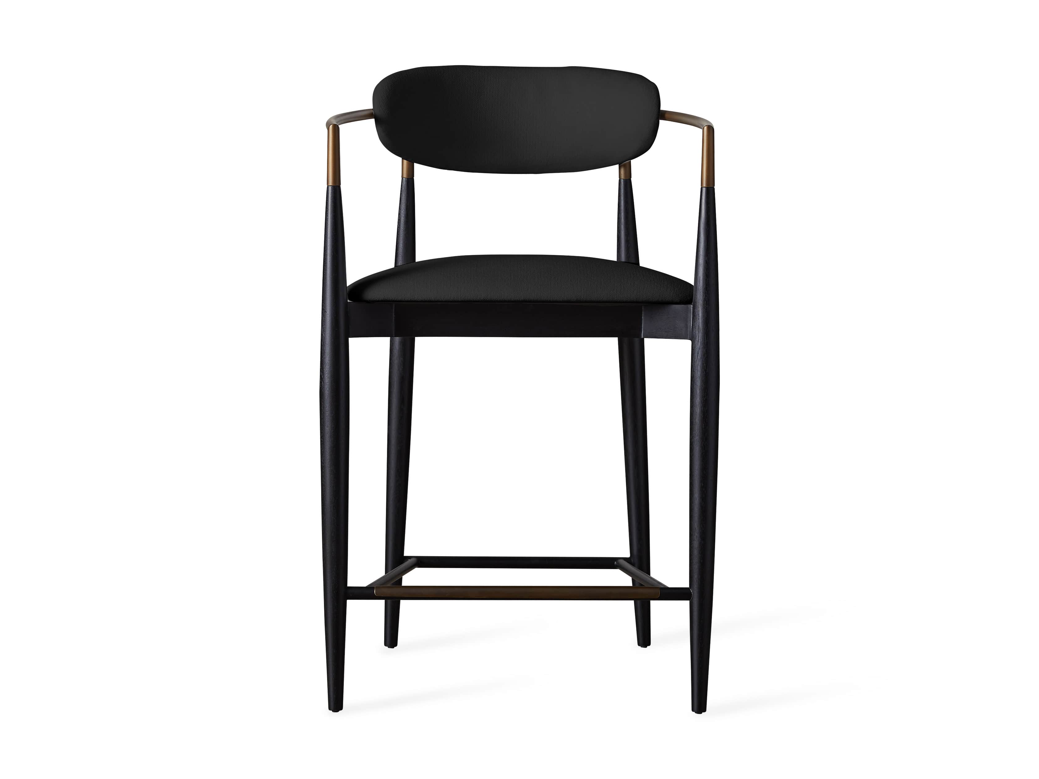 Jagger Stool in Black with Antique Brass