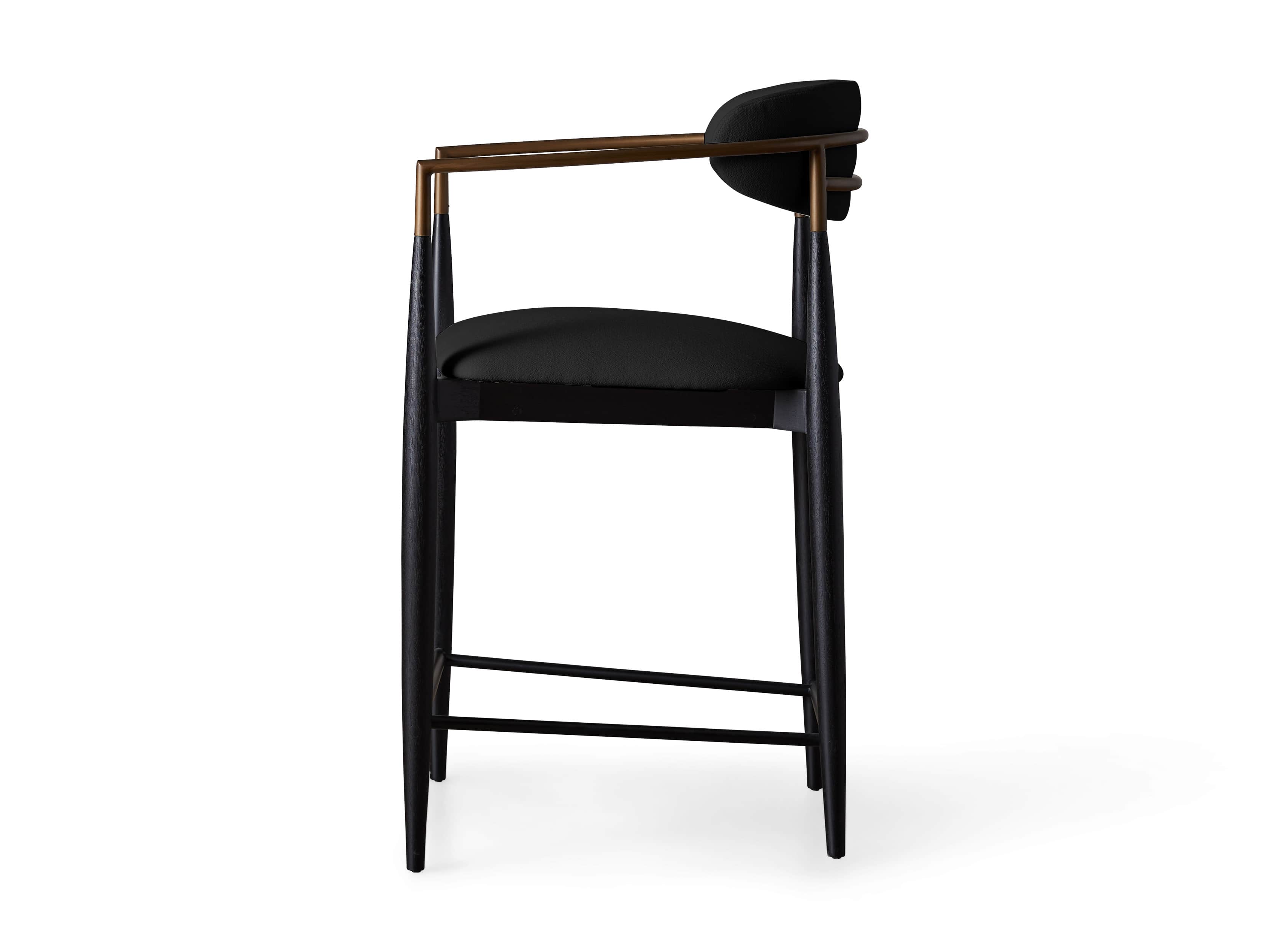Jagger Stool in Black with Antique Brass