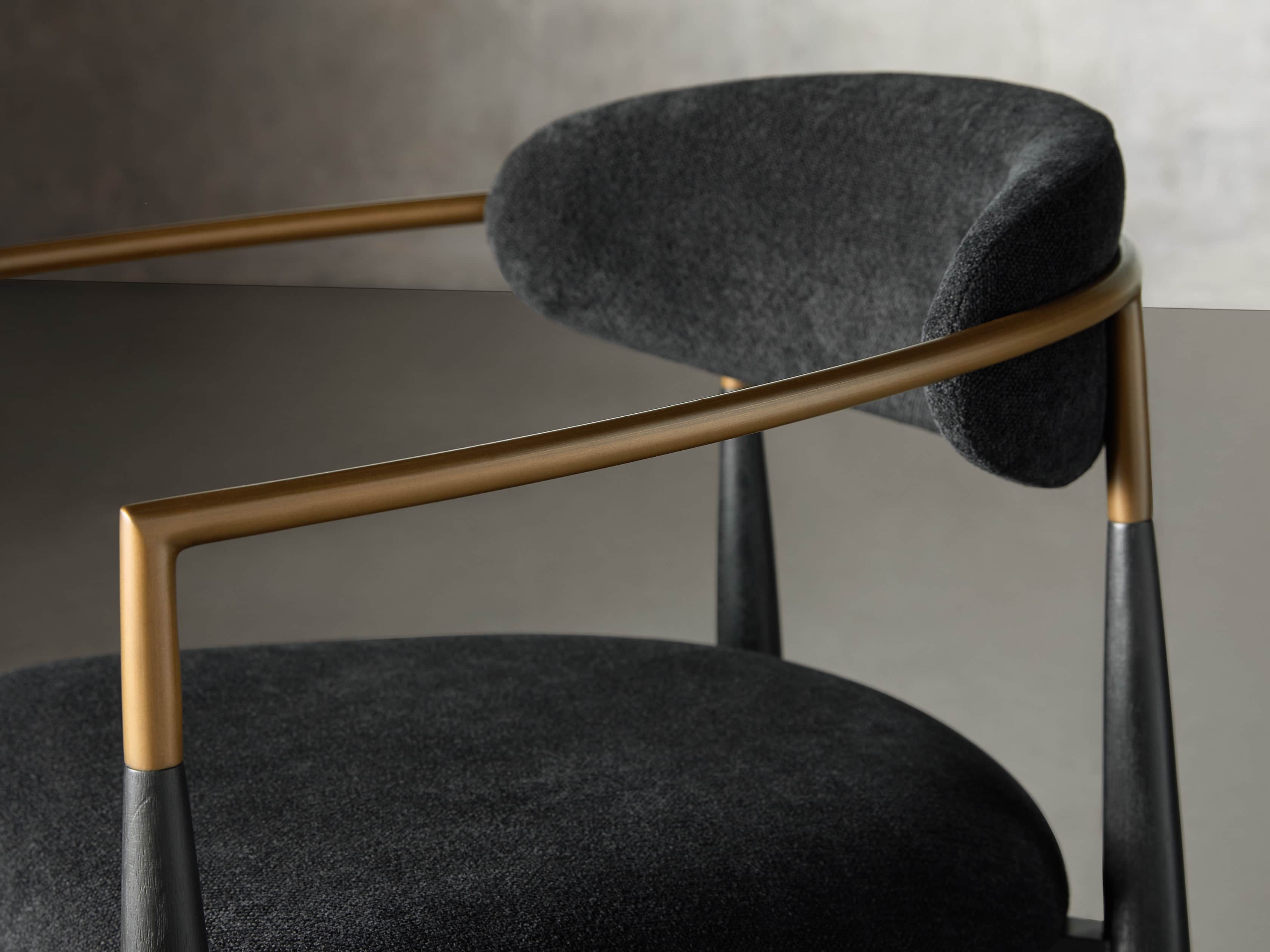 Jagger Stool in Black with Antique Brass