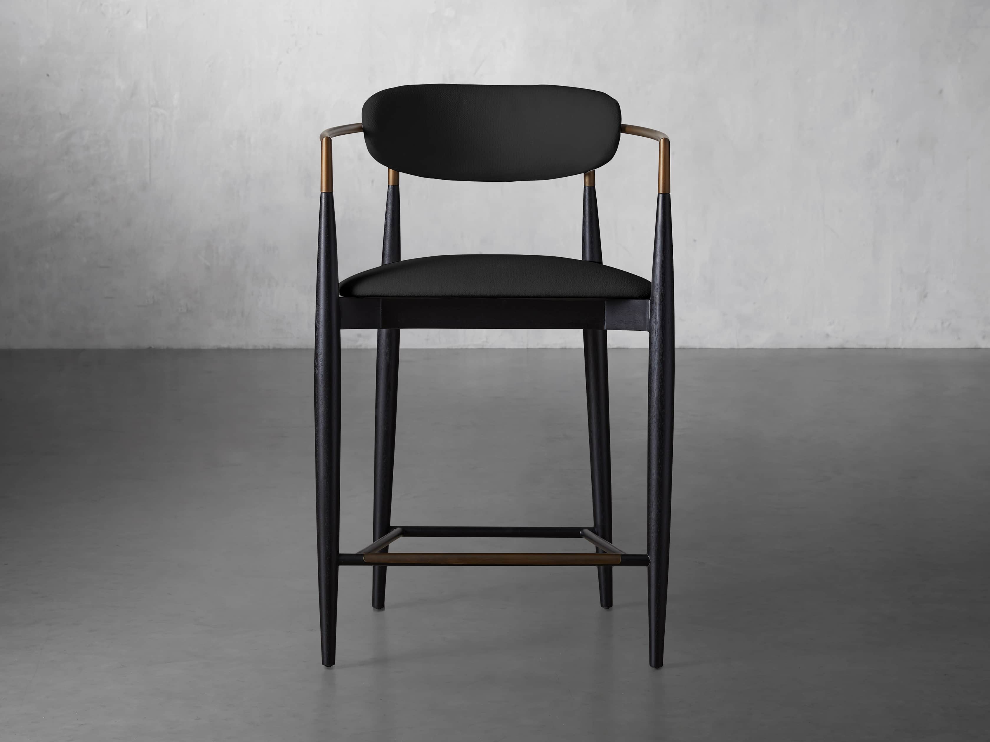 Jagger Stool in Black with Antique Brass