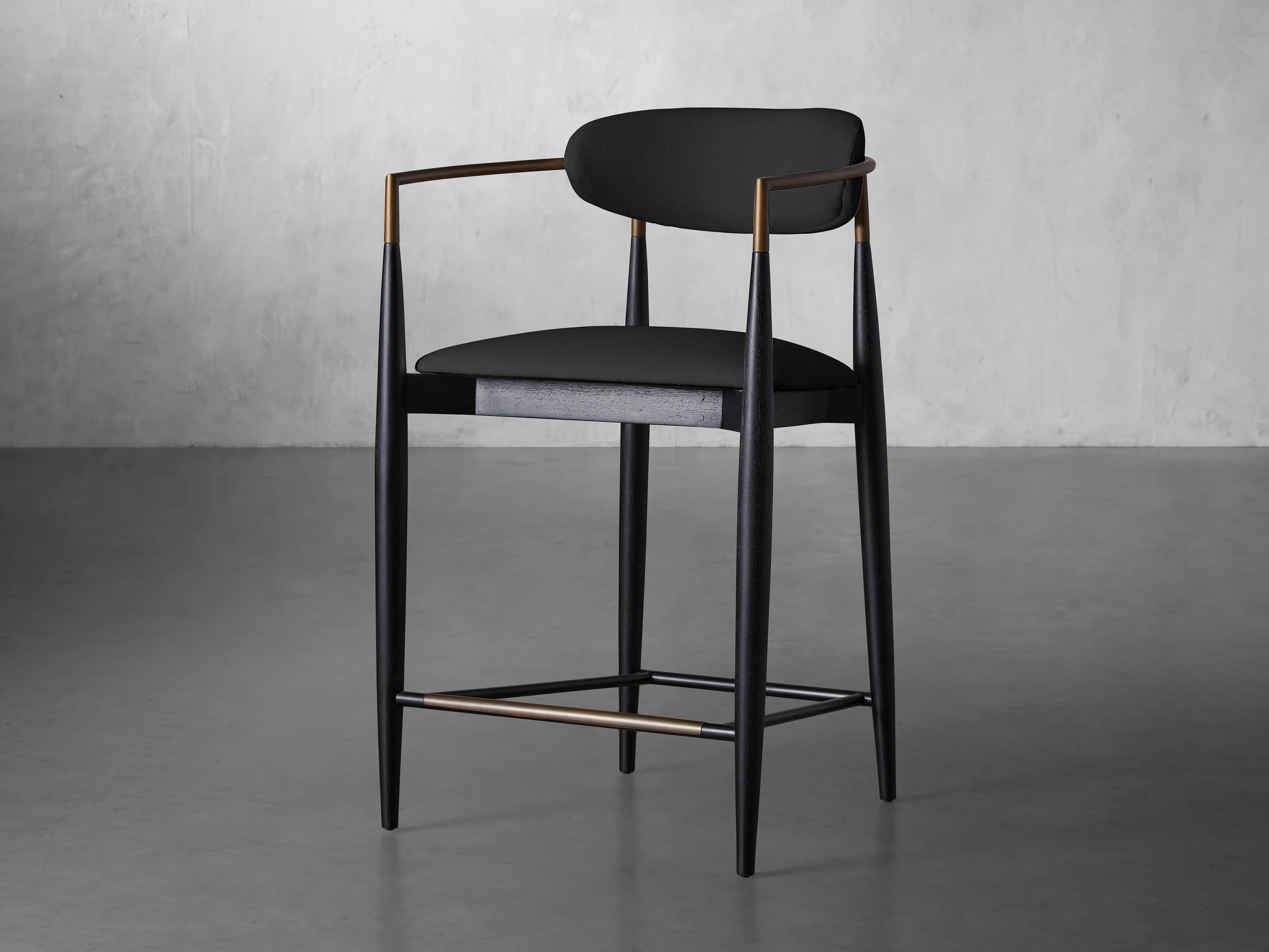Jagger Stool in Black with Antique Brass