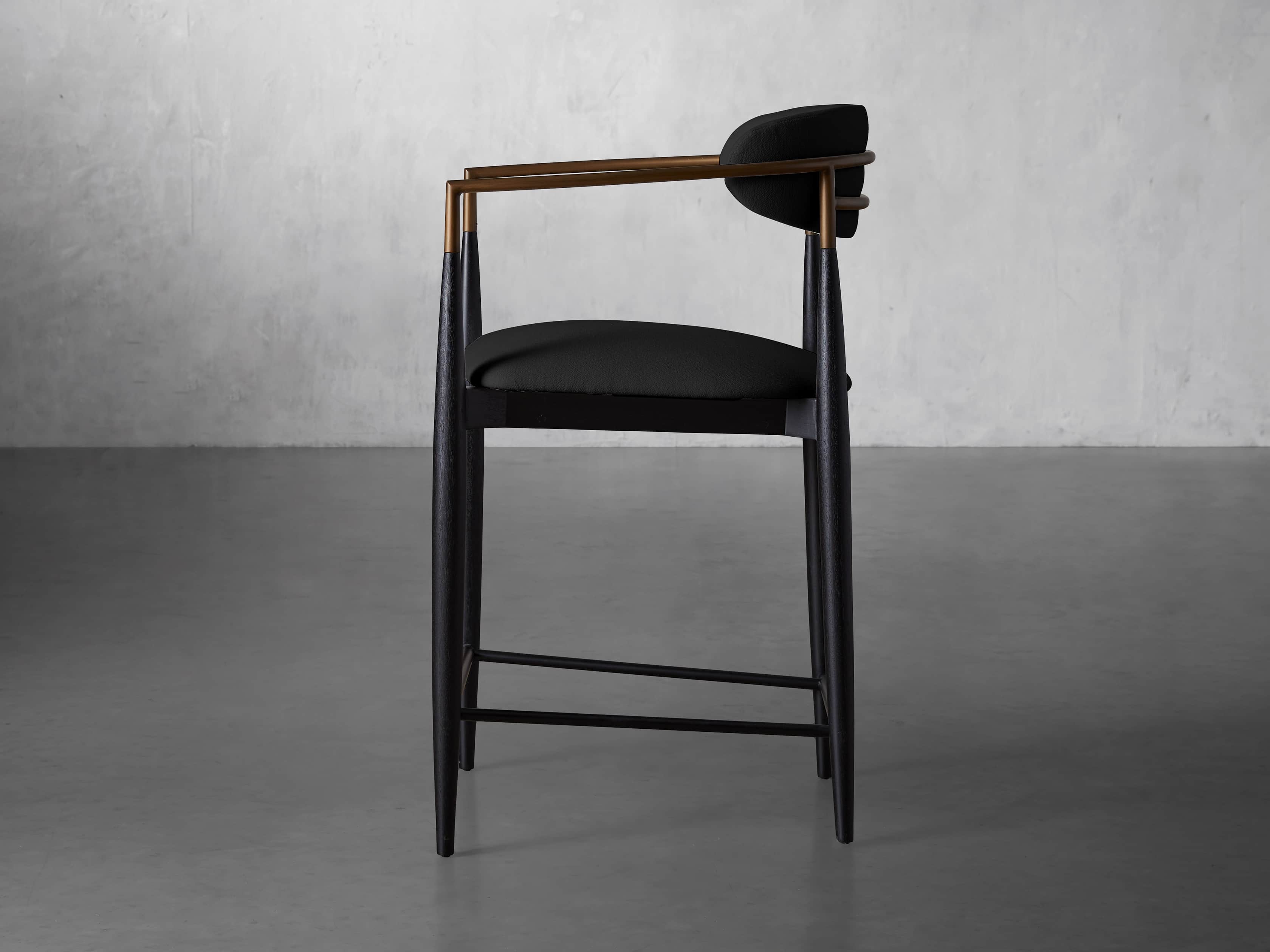 Jagger Stool in Black with Antique Brass