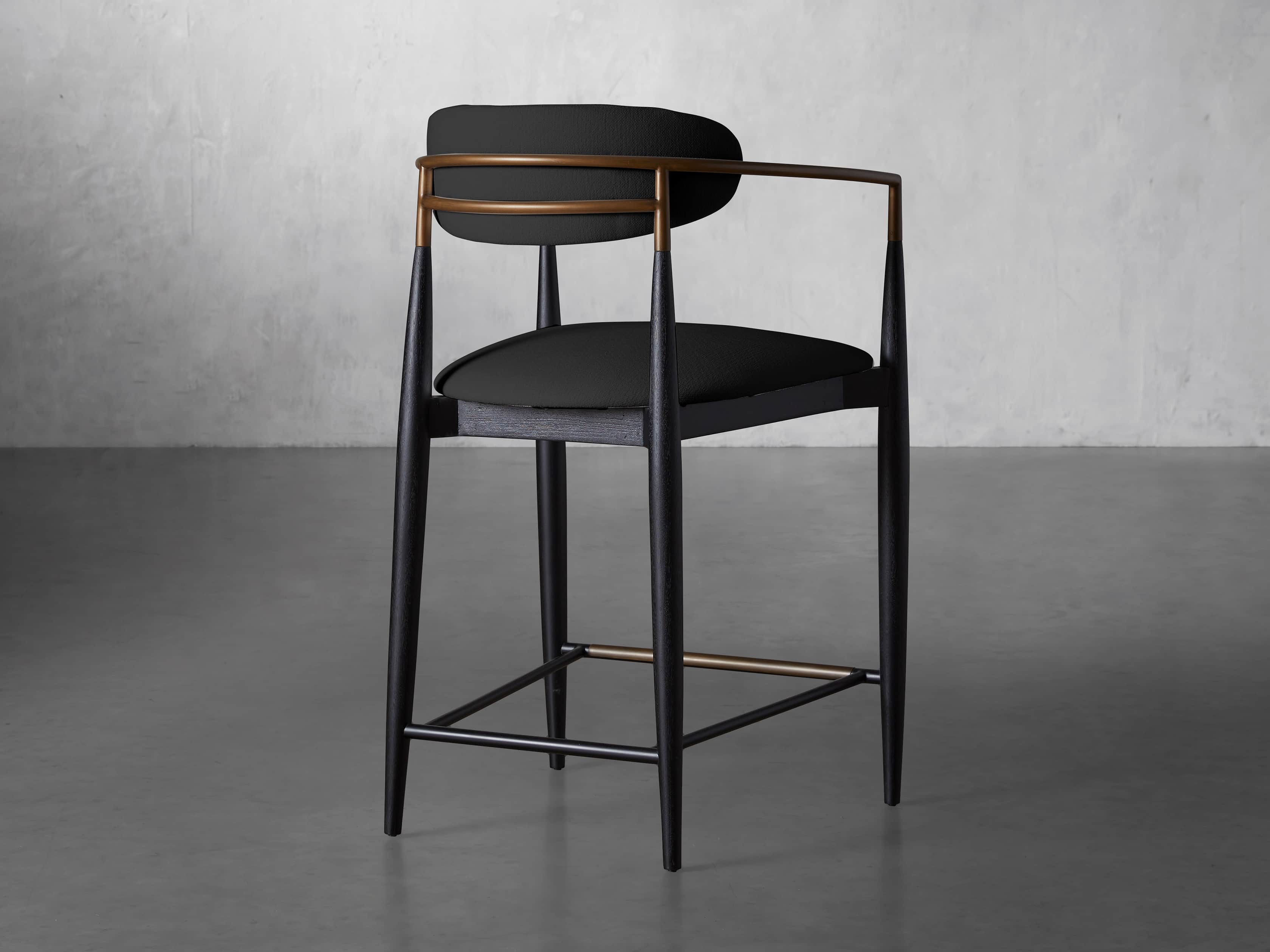 Jagger Stool in Black with Antique Brass