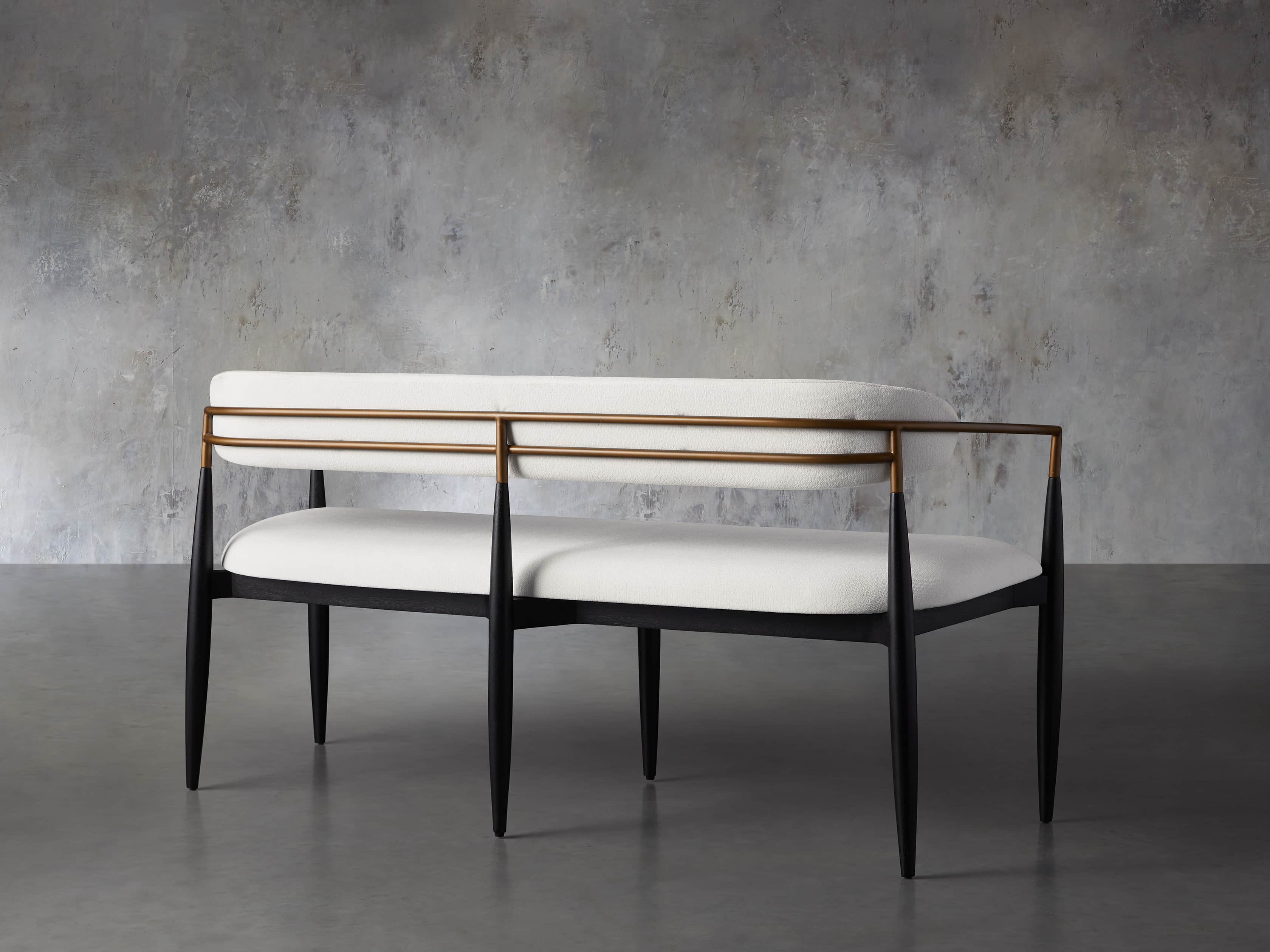 Jagger Dining Bench in Black with Antique Brass