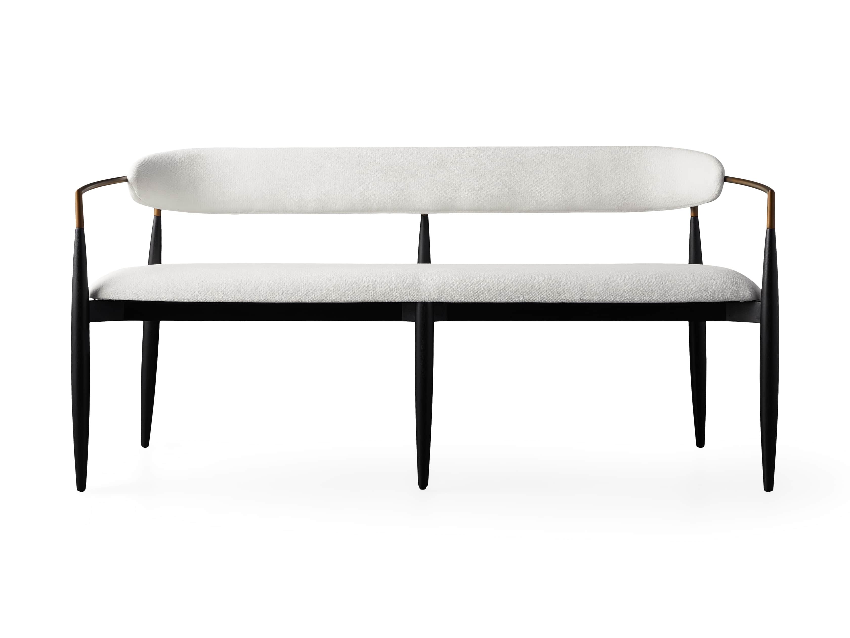 Jagger Dining Bench in Black with Antique Brass