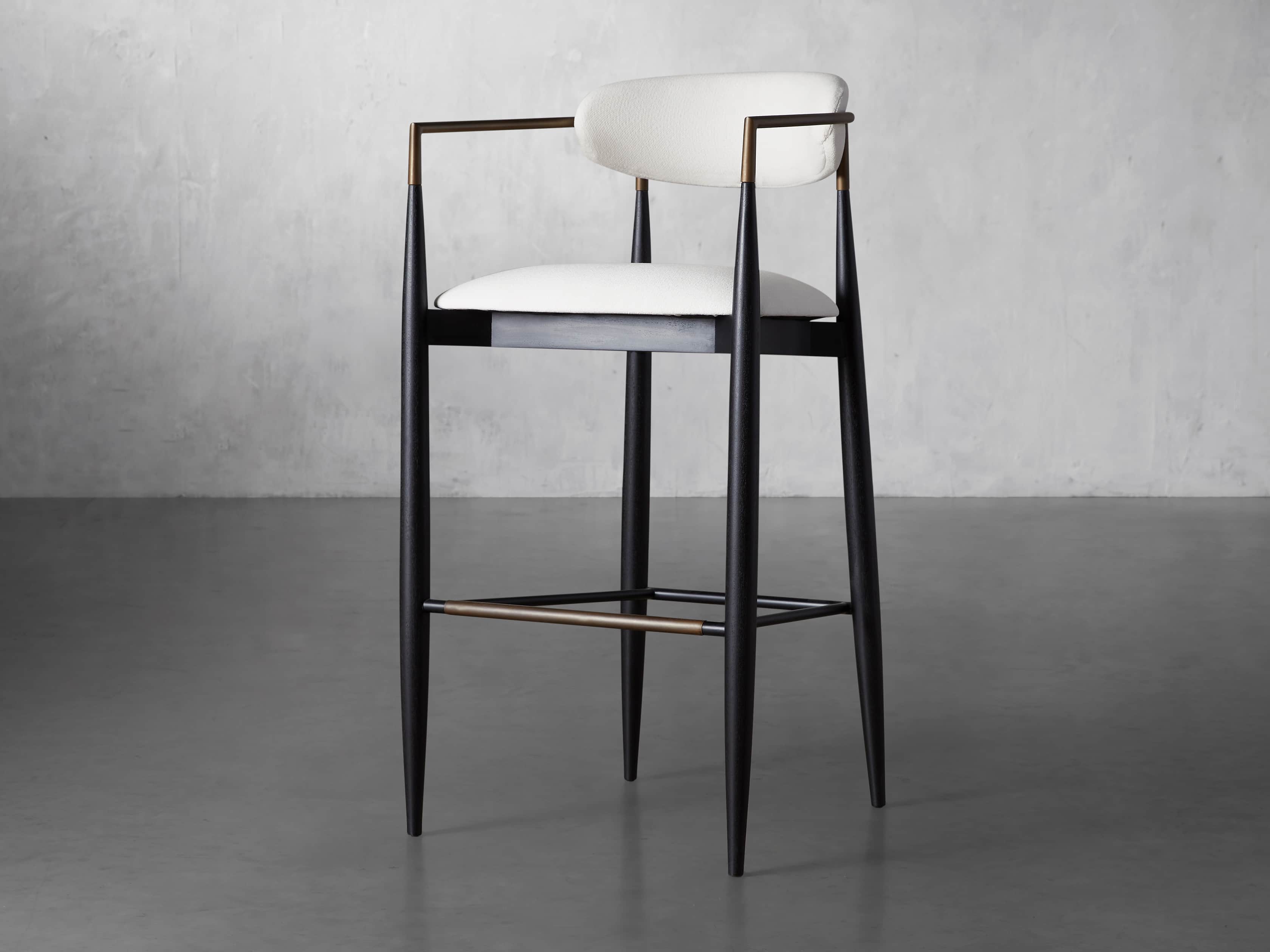 Jagger Stool in Black with Antique Brass