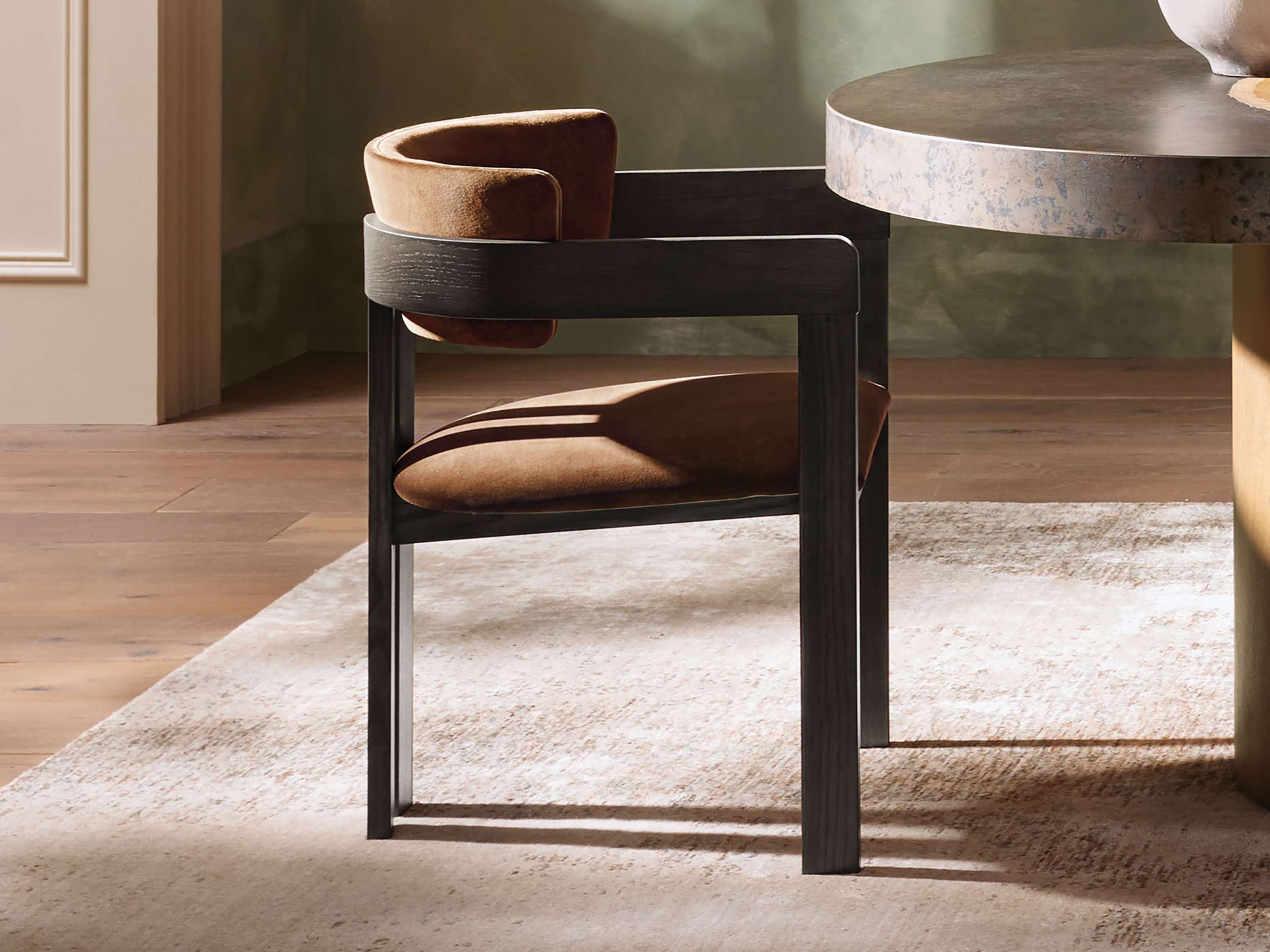Rodin Dining Arm Chair in Vesuvio Black