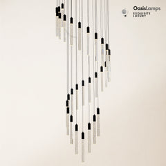 Nova Cascade Modern LED High Ceiling Chandelier 20'' 24''D#Light Number_30-Light Black