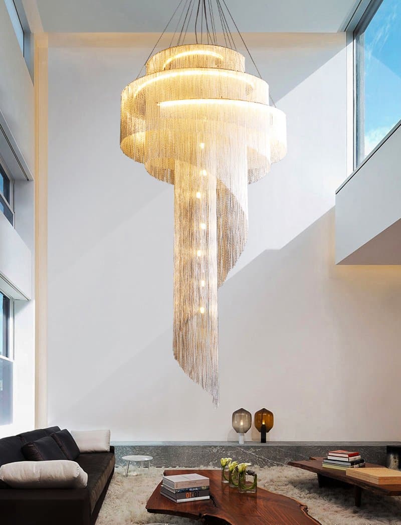 Alisa Luxury Aluminum Chain Tassel Ring Multilayer Chandelier 47'' 59'' 67''H