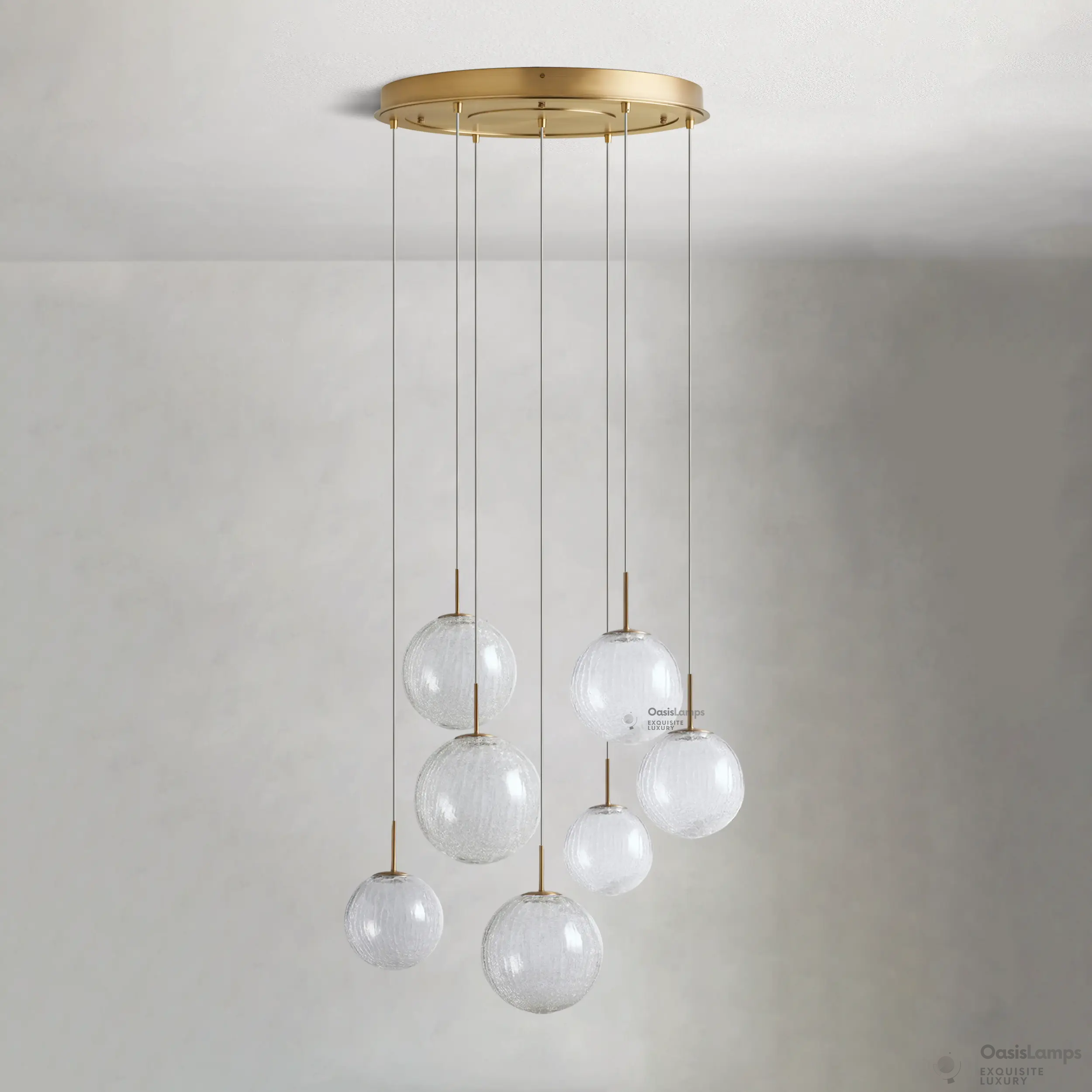 Casen Ablown Crackle Glass Globe Round Chandelier 20" 28" 34" 43"D