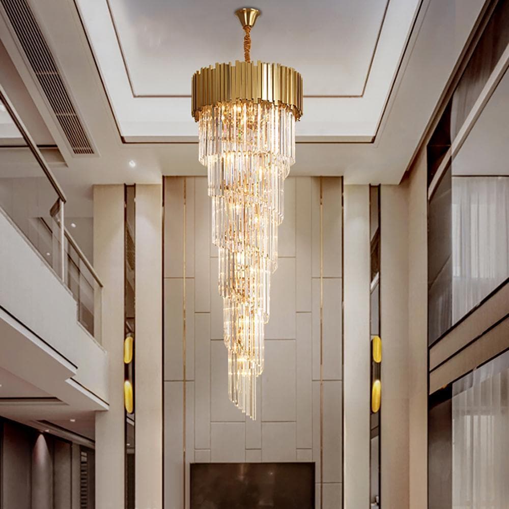 Natasha Golden Modern Large Crystal Chandelier Golden