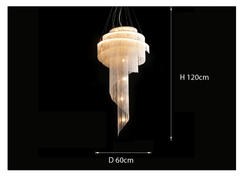 Alisa Luxury Aluminum Chain Tassel Ring Multilayer Chandelier 47'' 59'' 67''H
