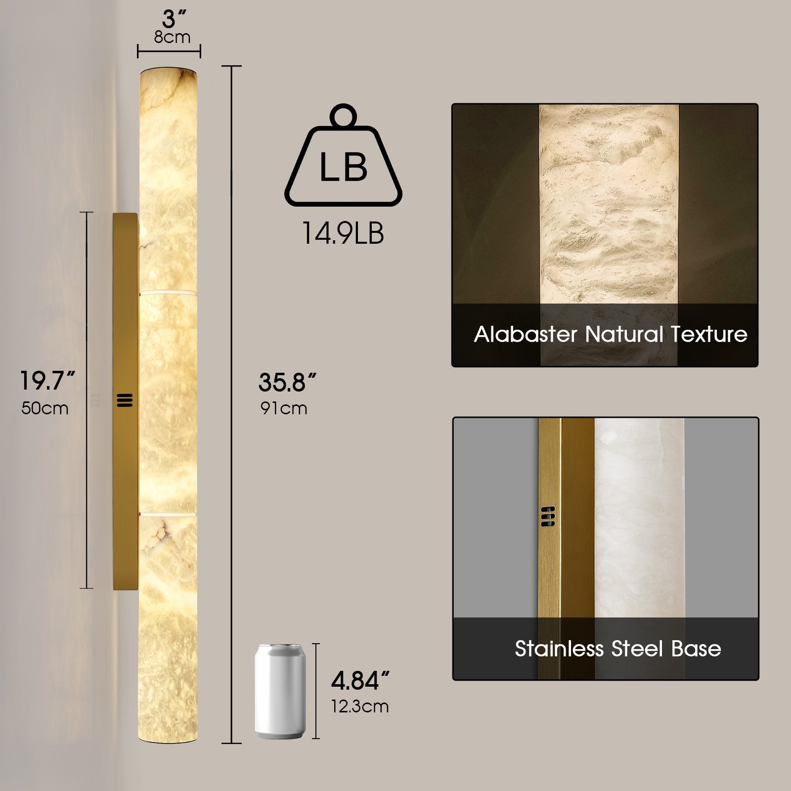 Sylvia Palladian Alabaster Wall Sconce 20" 36"H#size_36",finish_brass