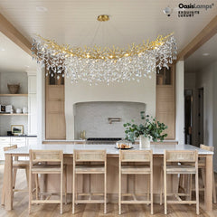 Frostleaf Cascade Tree Branch Linear Chandelier for All Rooms 55" 72"#Color_Brass,Size_L-72inches