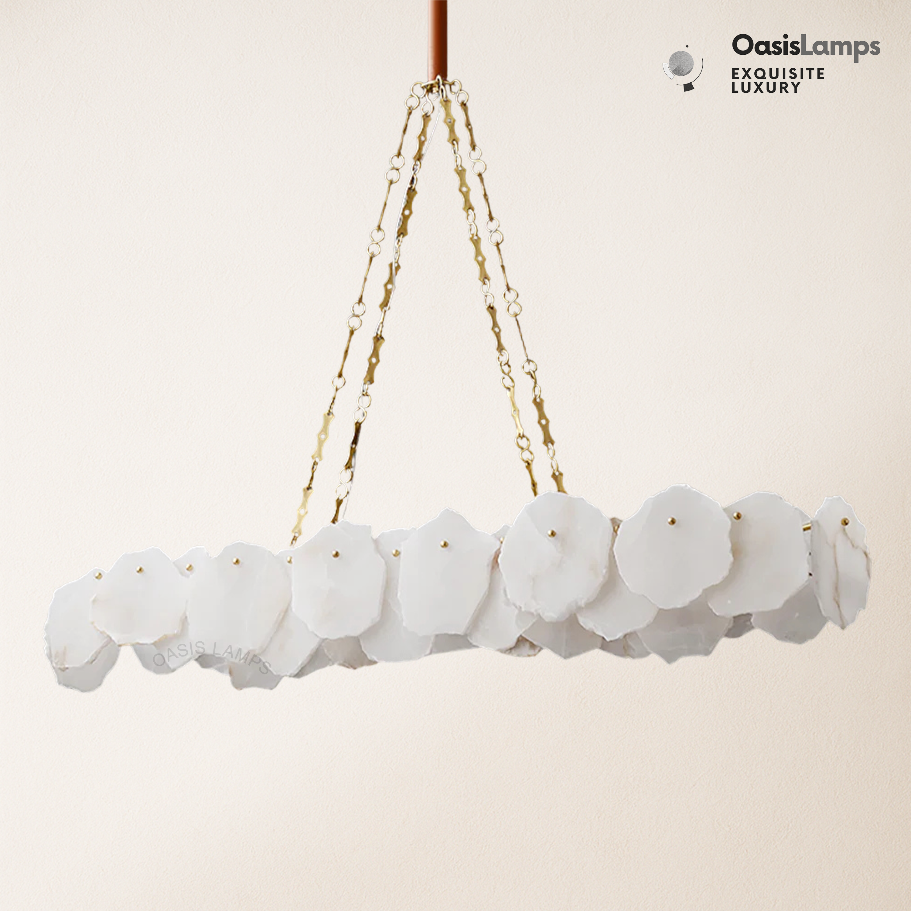 Moira Alabaster Marble Modern Snowflake Linear Chandelier with Chain
#Size_L60"(150CM)，Color_Brass