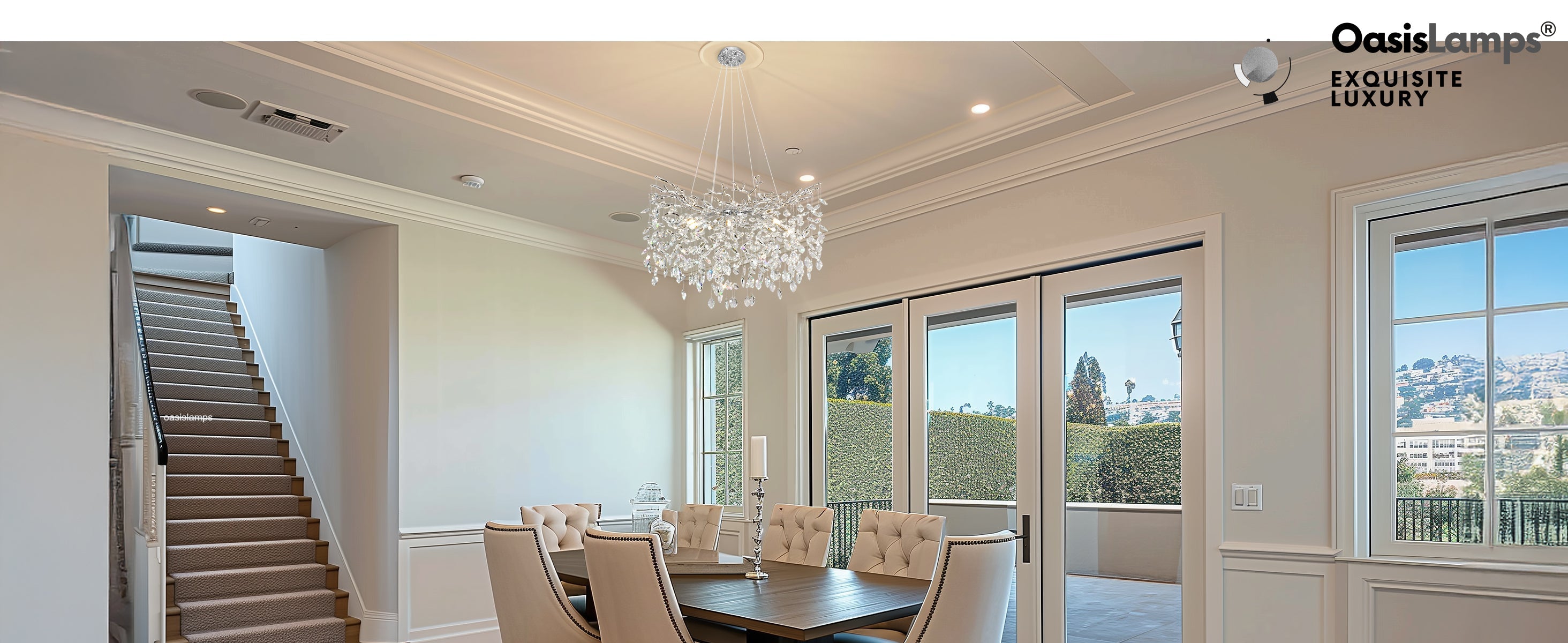 Frostleaf Cascade Branch Crystal Round Chandelier 30" 40" D#color_silver,size_D-30inches