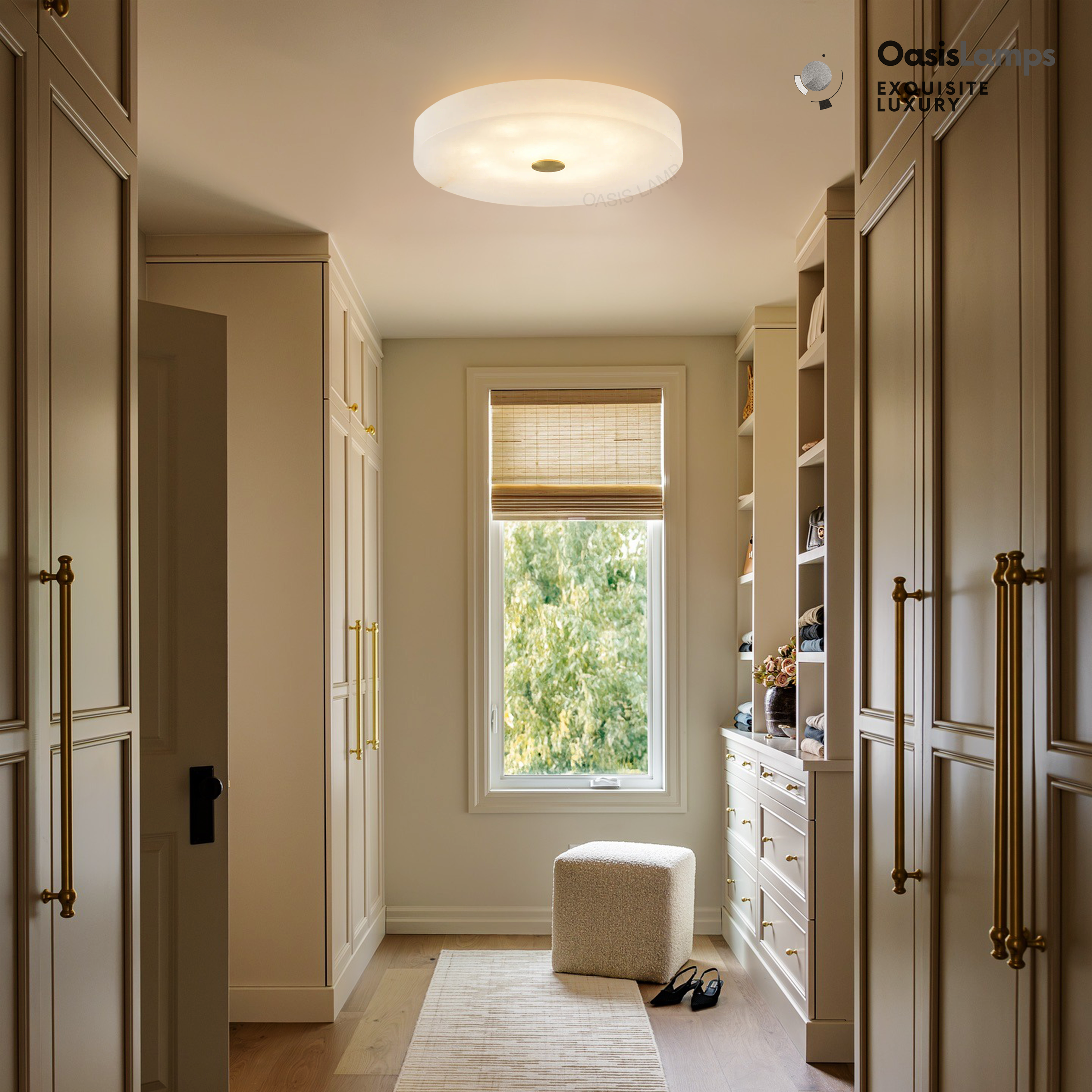 Egwent Alabaster Dish Recessed Circular LED Chandelier Flushmount