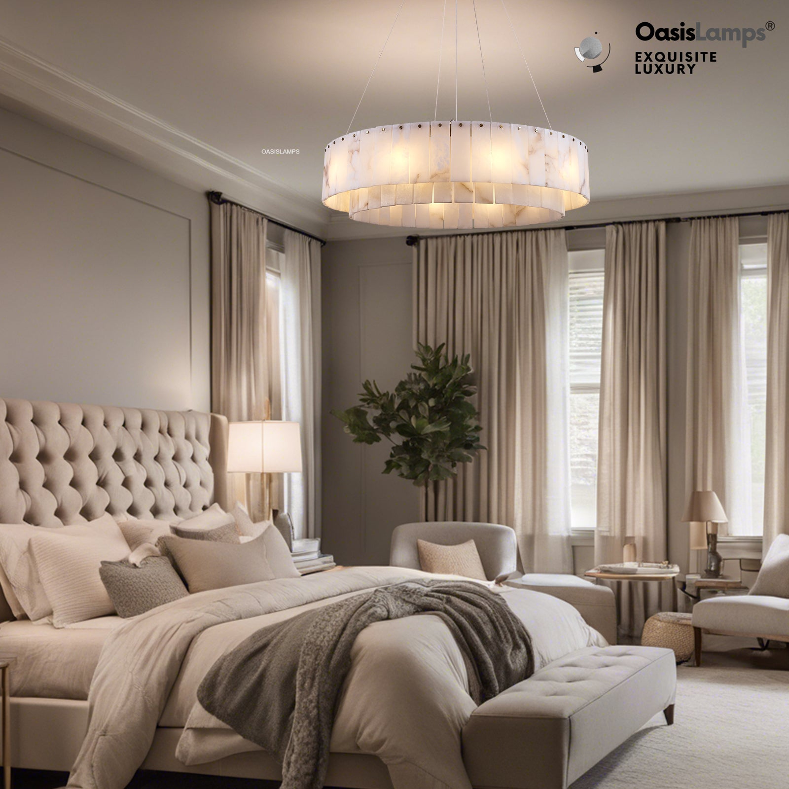 Sawyer Alabaster Round Chandelier 31.5''