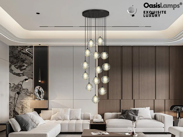 Pearl Ball Ceiling Chandelier 14 20 Light#Color_Black,size_14-light