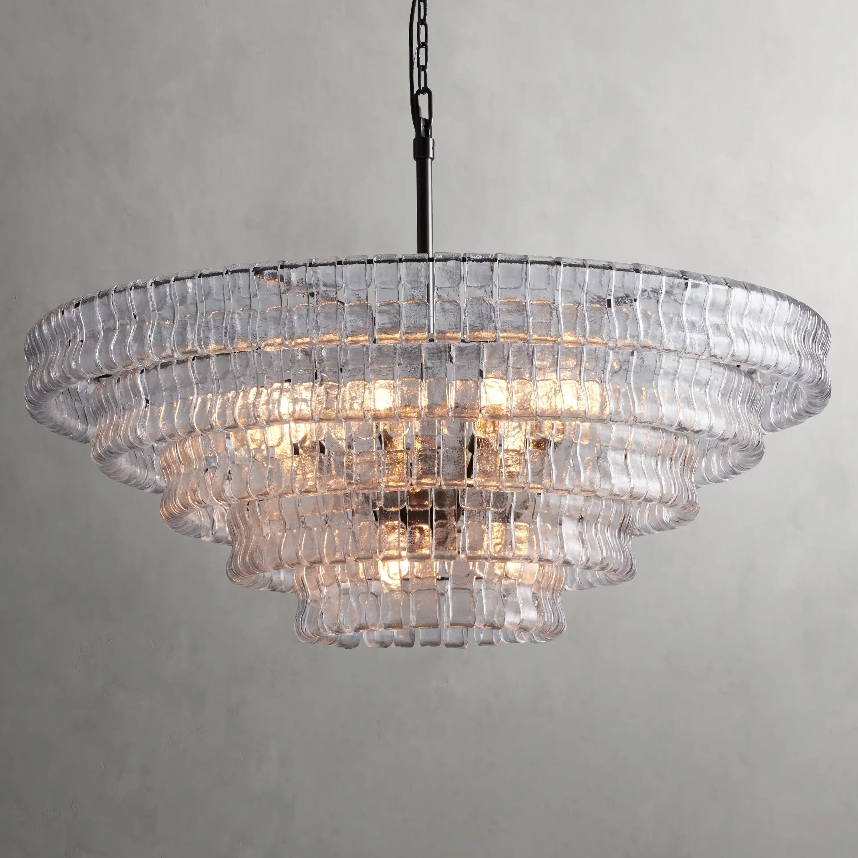 Art Glass Ghiaccio Round Chandelier 36" 48"