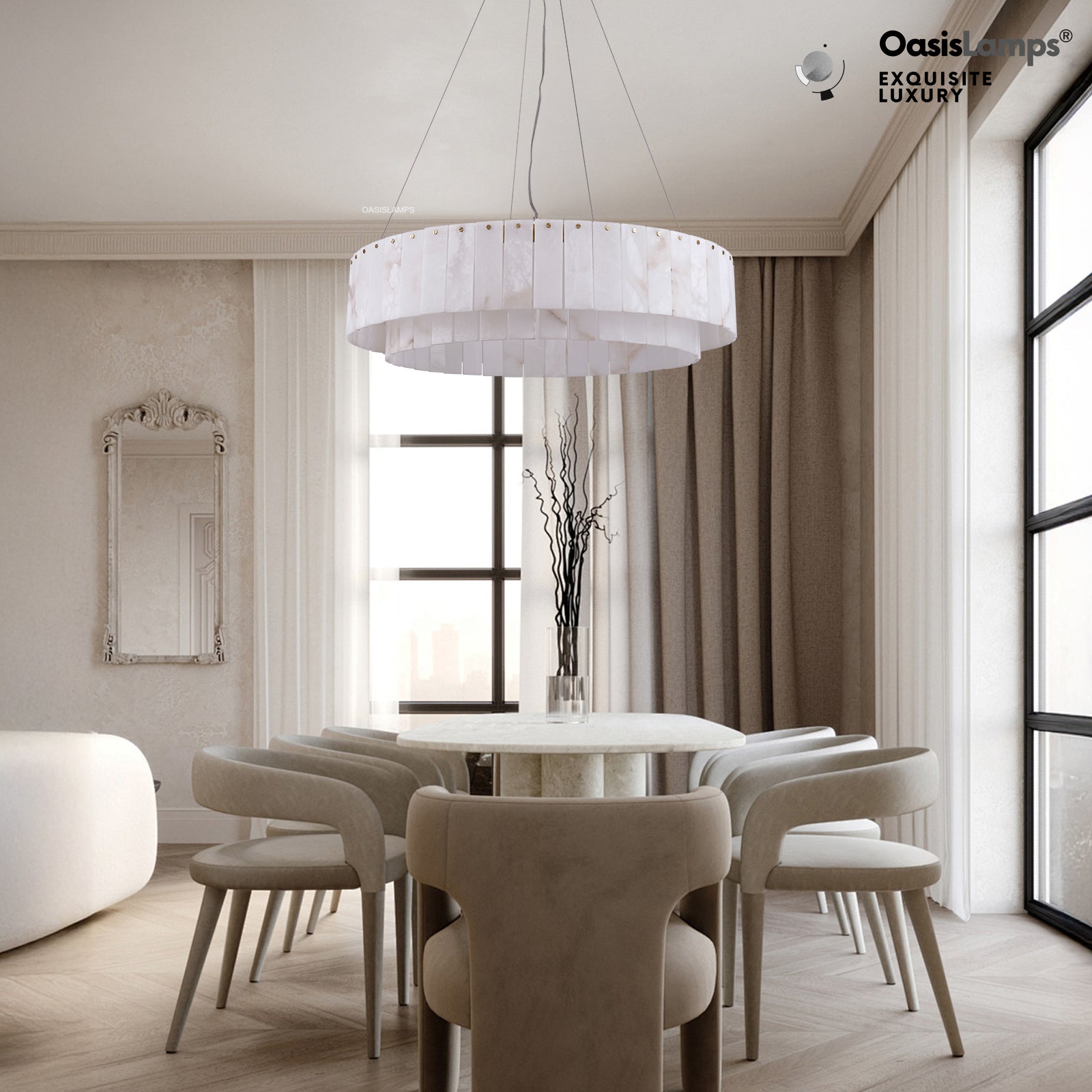 Sawyer Alabaster Round Chandelier 31.5''