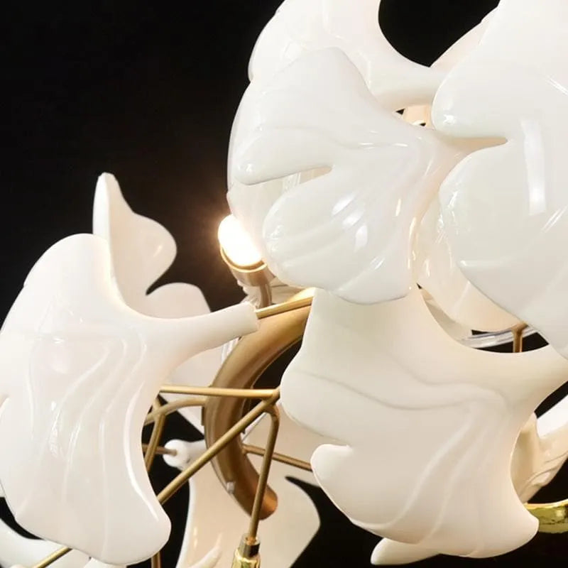 Twilight Branches Ceramic Ginkgo Tree Petal Chandelier 4 Size