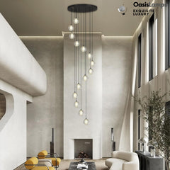 Pearl Ball Ceiling Chandelier 14 20 Light#Color_Black,size_14-light