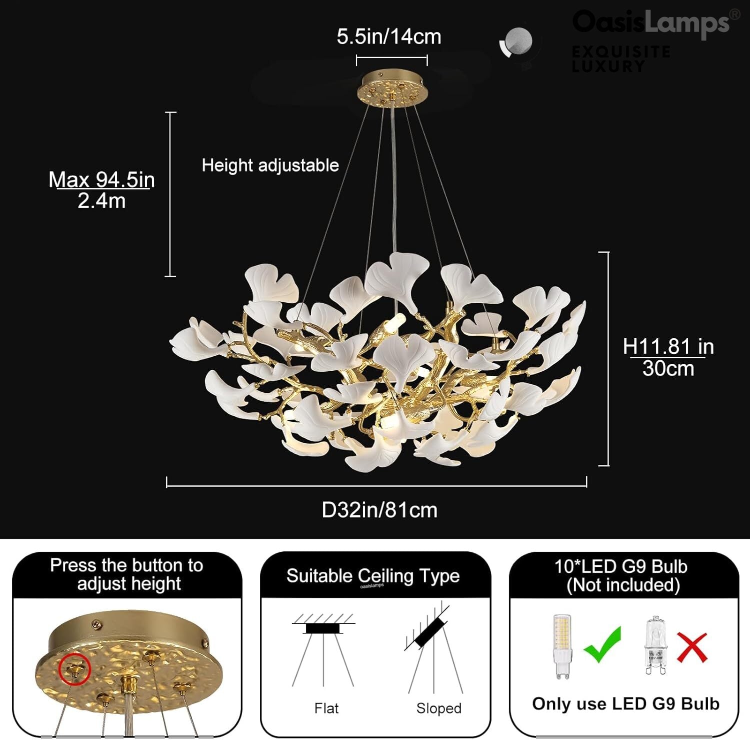 Twilight Branches Ceramic Glow Round Chandelier 32"D