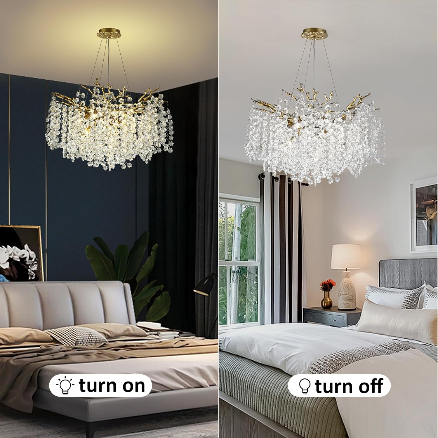 Snowflake Tree Branch Chandelier for All Rooms L30" 40" 55"
