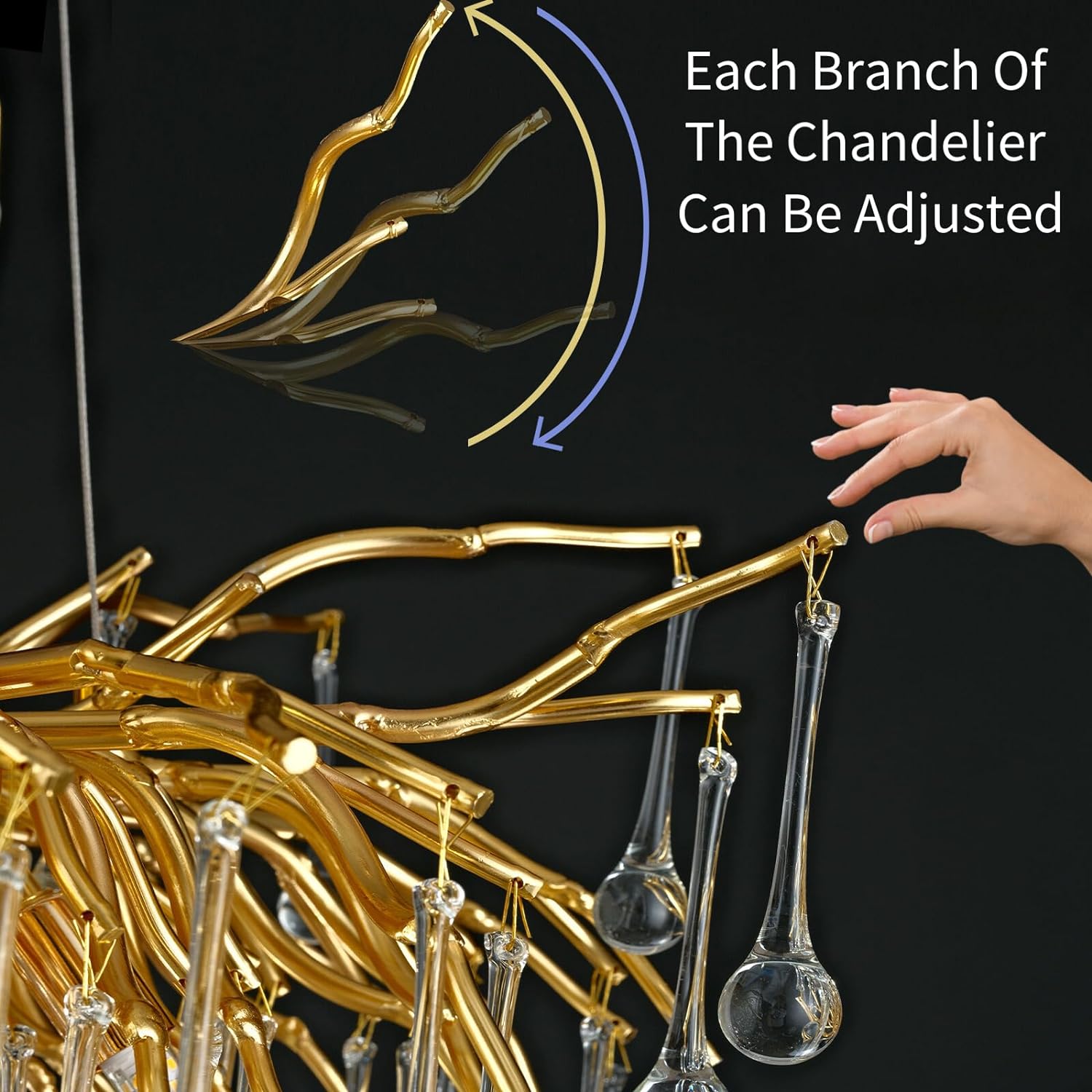 Teardrop Tree Branch Chandelier 23" 47"