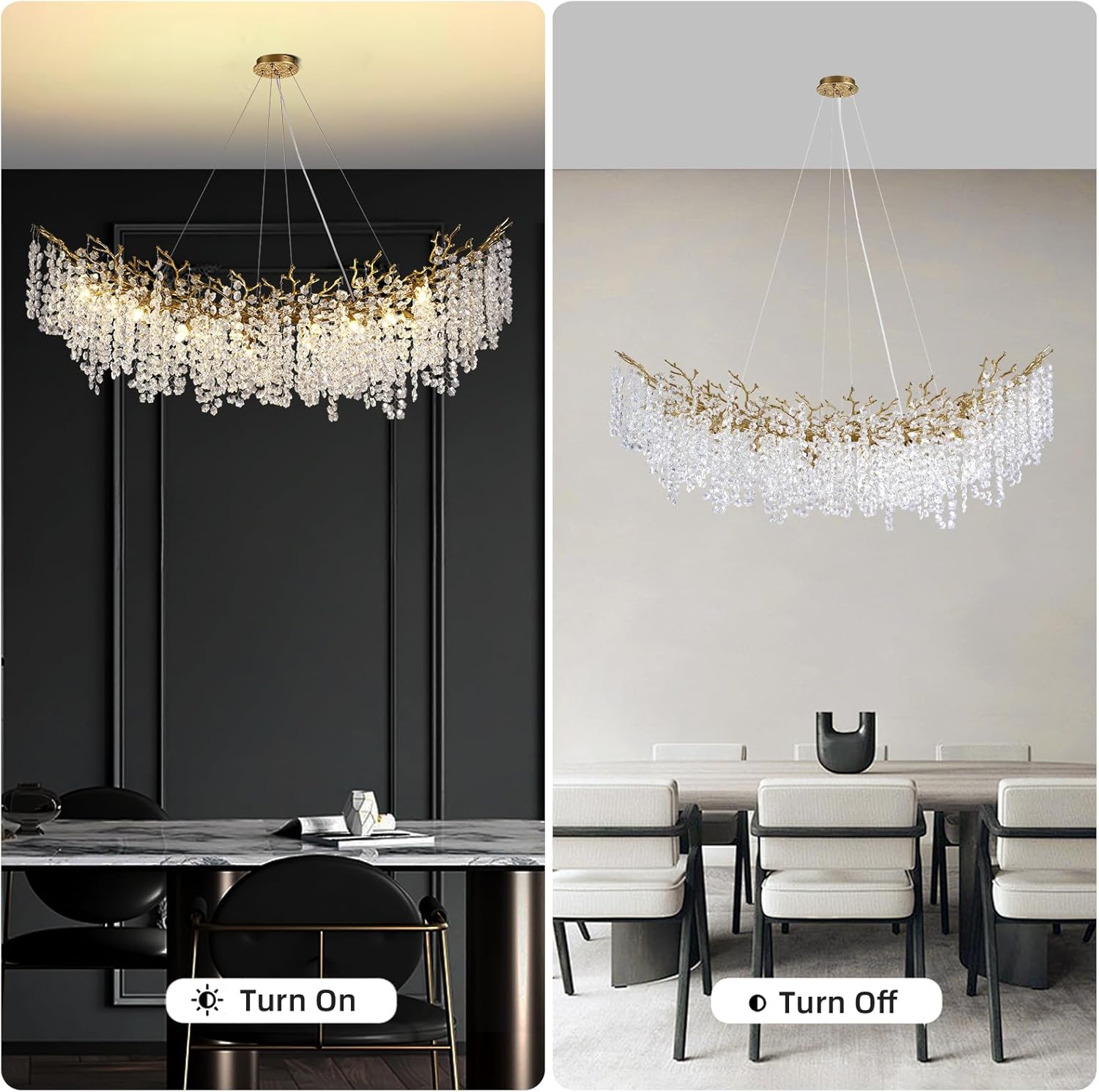 Snowflake Tree Branch Chandelier for All Rooms L30" 40" 55"
