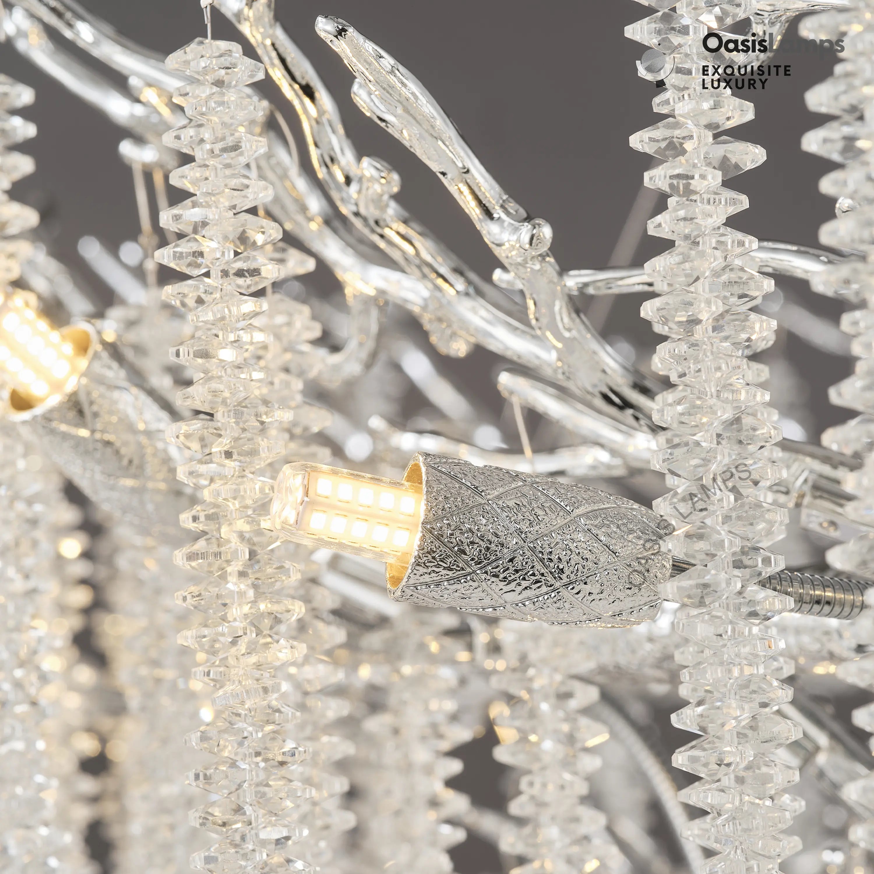 Snow Tree Branches Linear Chandelier 55''L#Color_silver