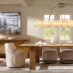 Moira Alabaster Marble Modern Snowflake Linear Chandelier with Chain