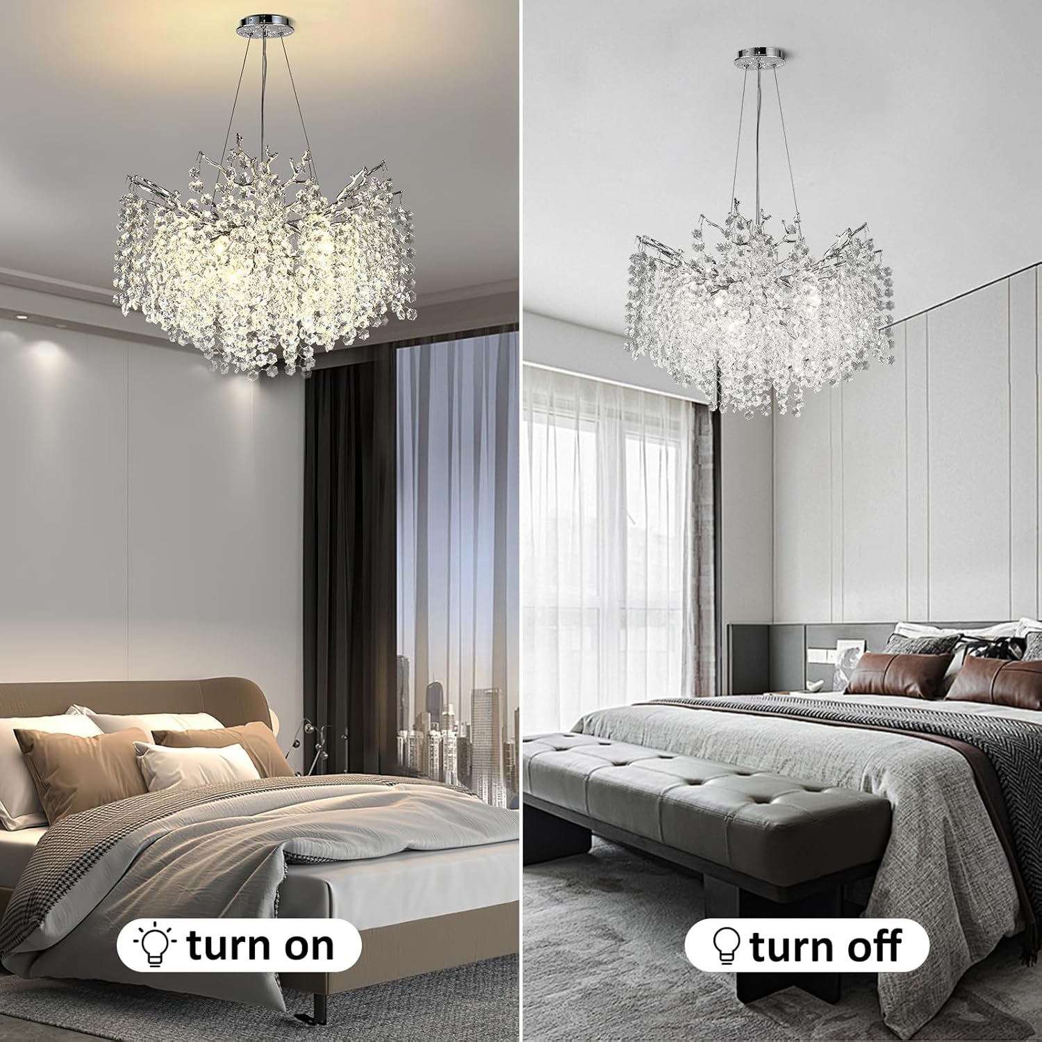 Snowflake Tree Branch Chandelier for All Rooms L30" 40" 55"