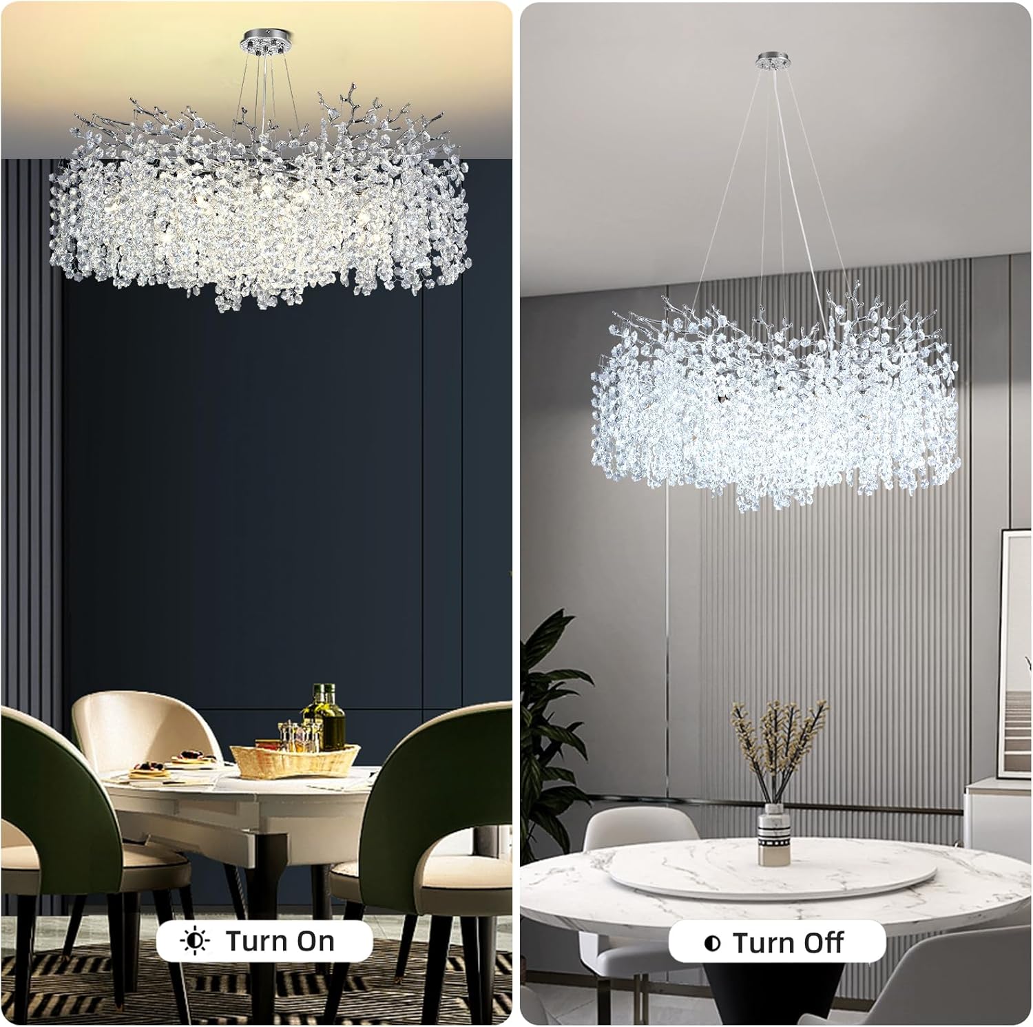 Snowflake Tree Branch Chandelier for All Rooms L30" 40" 55"
