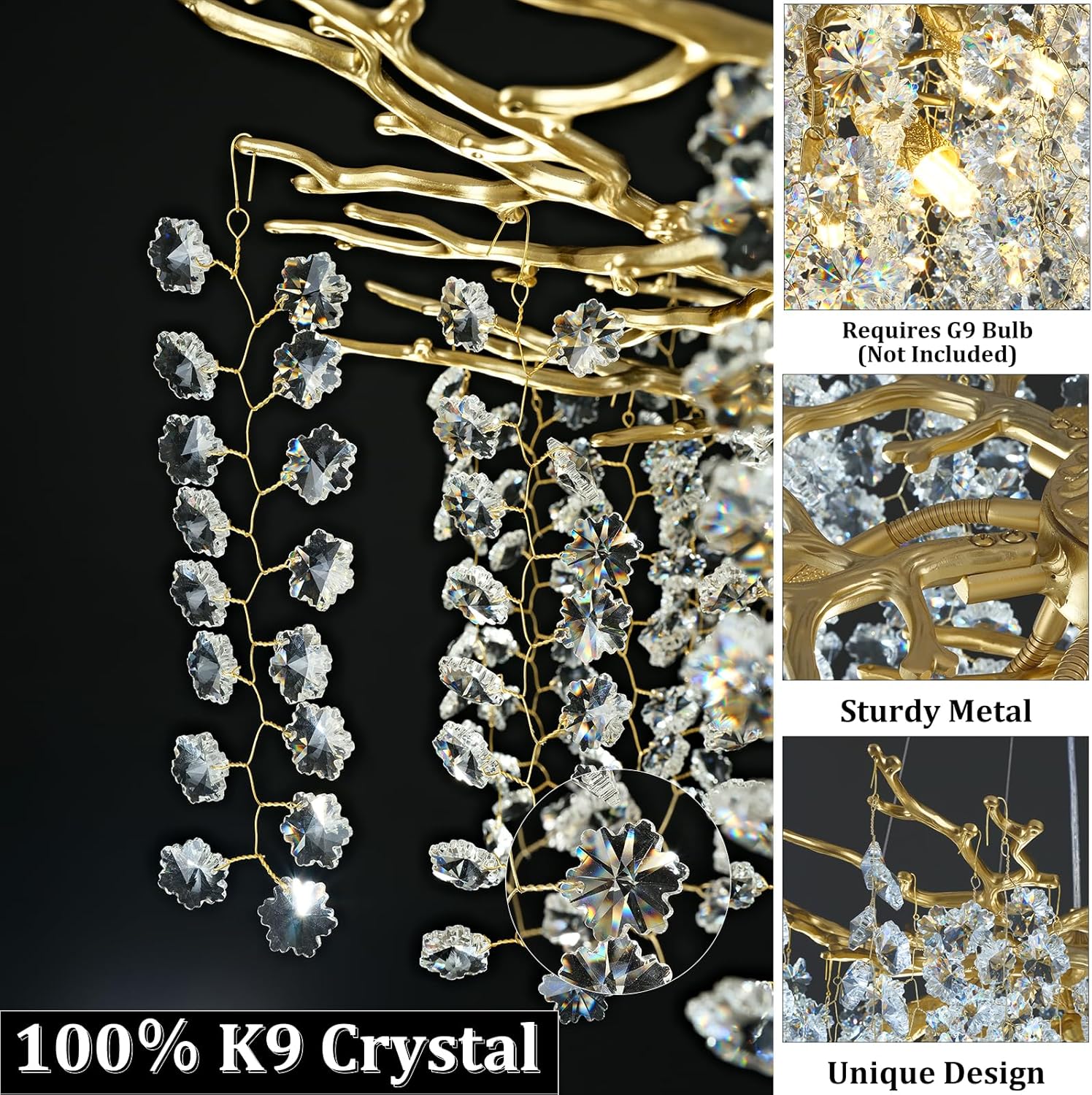 Snowflake Tree Branch Chandelier for All Rooms L30" 40" 55"