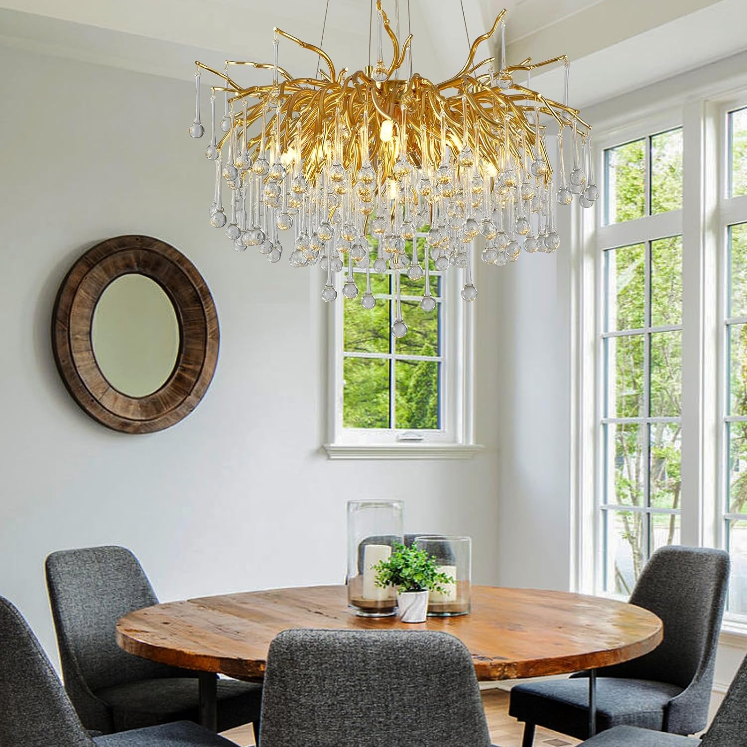 Teardrop Tree Branch Chandelier 23" 47"