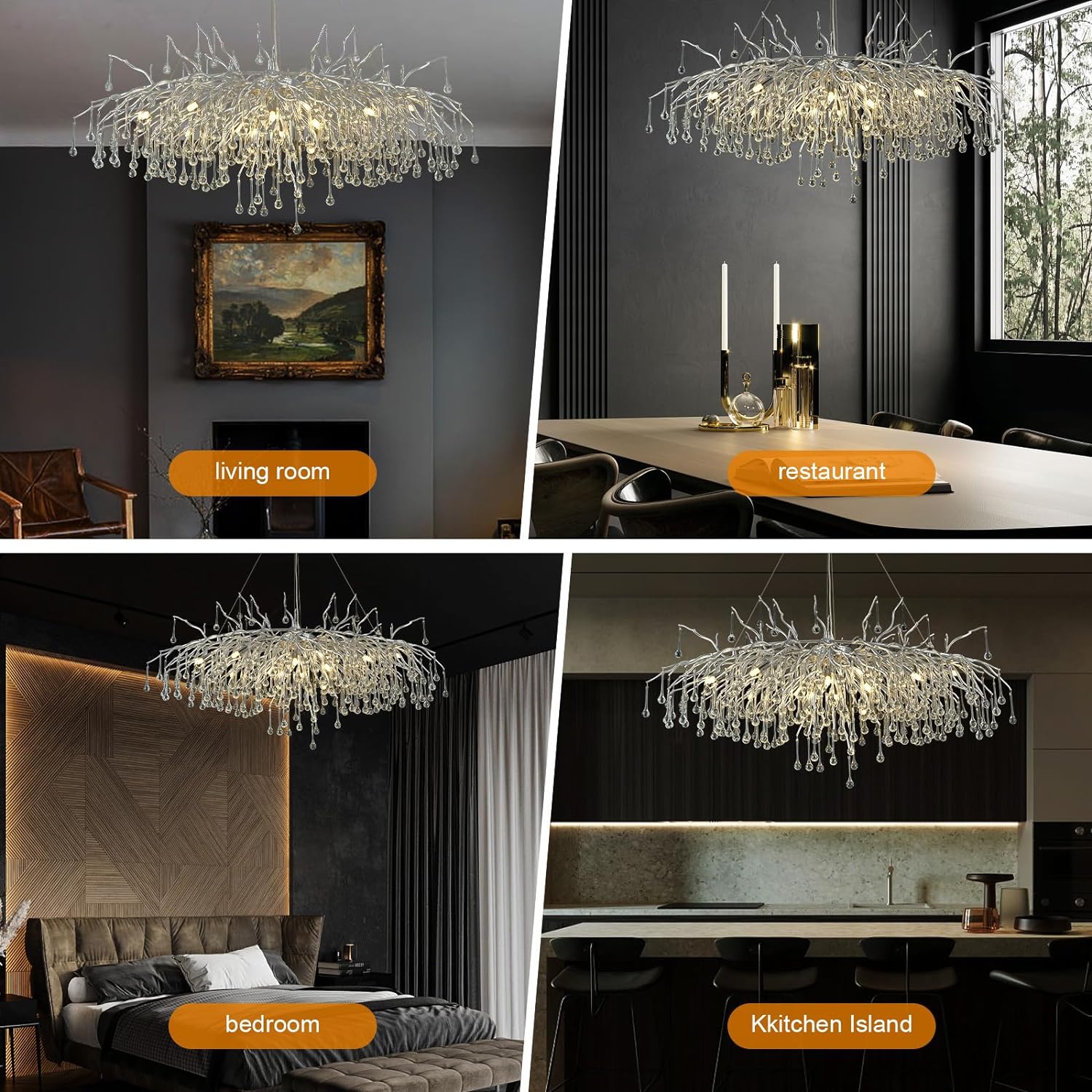 Teardrop Tree Branch Chandelier 23" 47"