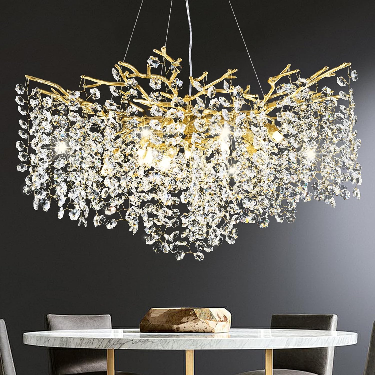 Snowflake Tree Branch Chandelier for All Rooms L30" 40" 55"