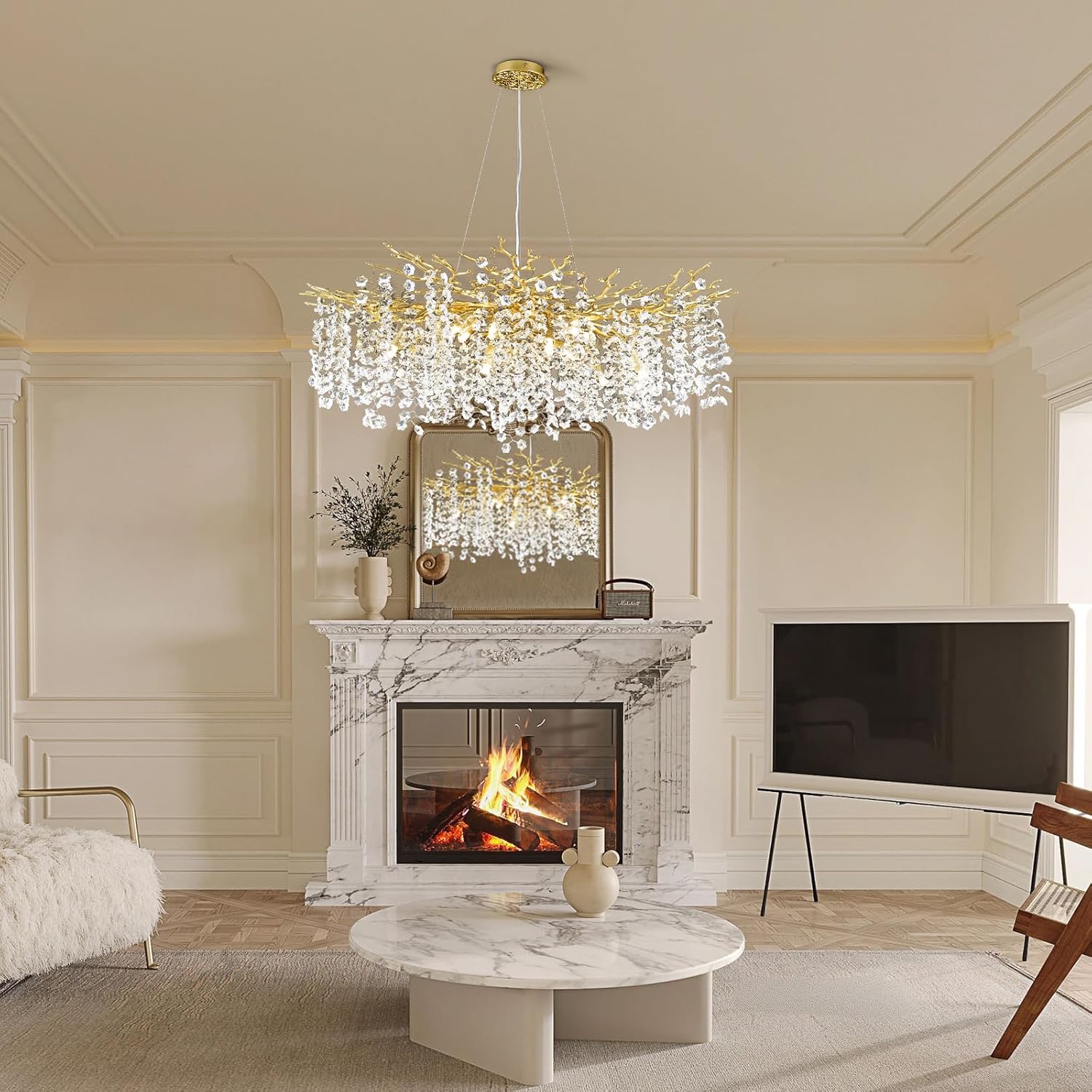 Snowflake Tree Branch Chandelier for All Rooms L30" 40" 55"